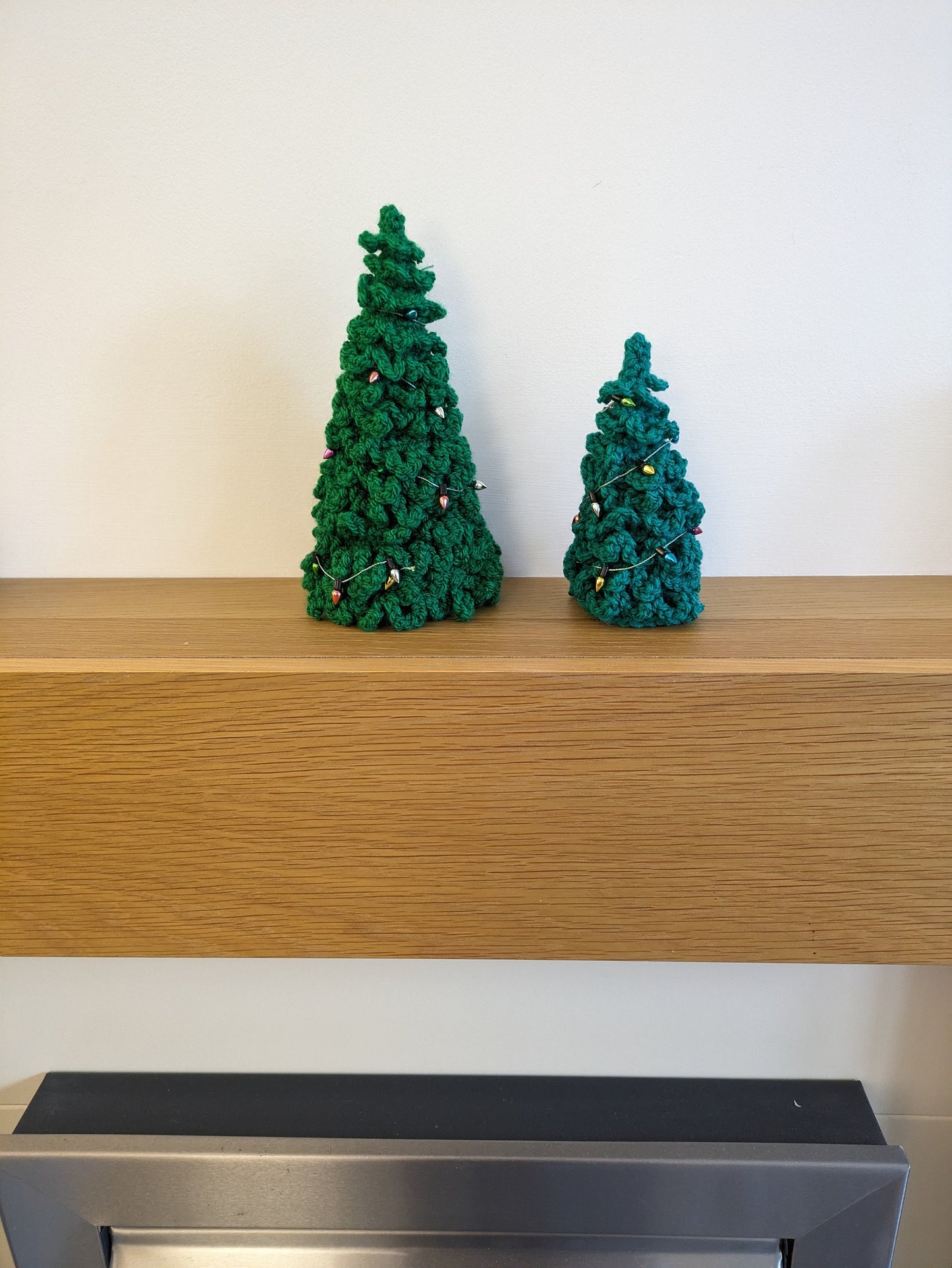 Crochet Christmas Tree Ornament: Mini Green Fir with Rainbow Lights