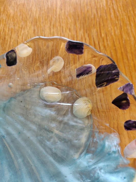 Shell Trinket Dish, Resin Ring Tray, Sea and Shell Resin Jewellery Storage, Bedroom  Beach Decor, Birthday Gift for Mum or Nanna
