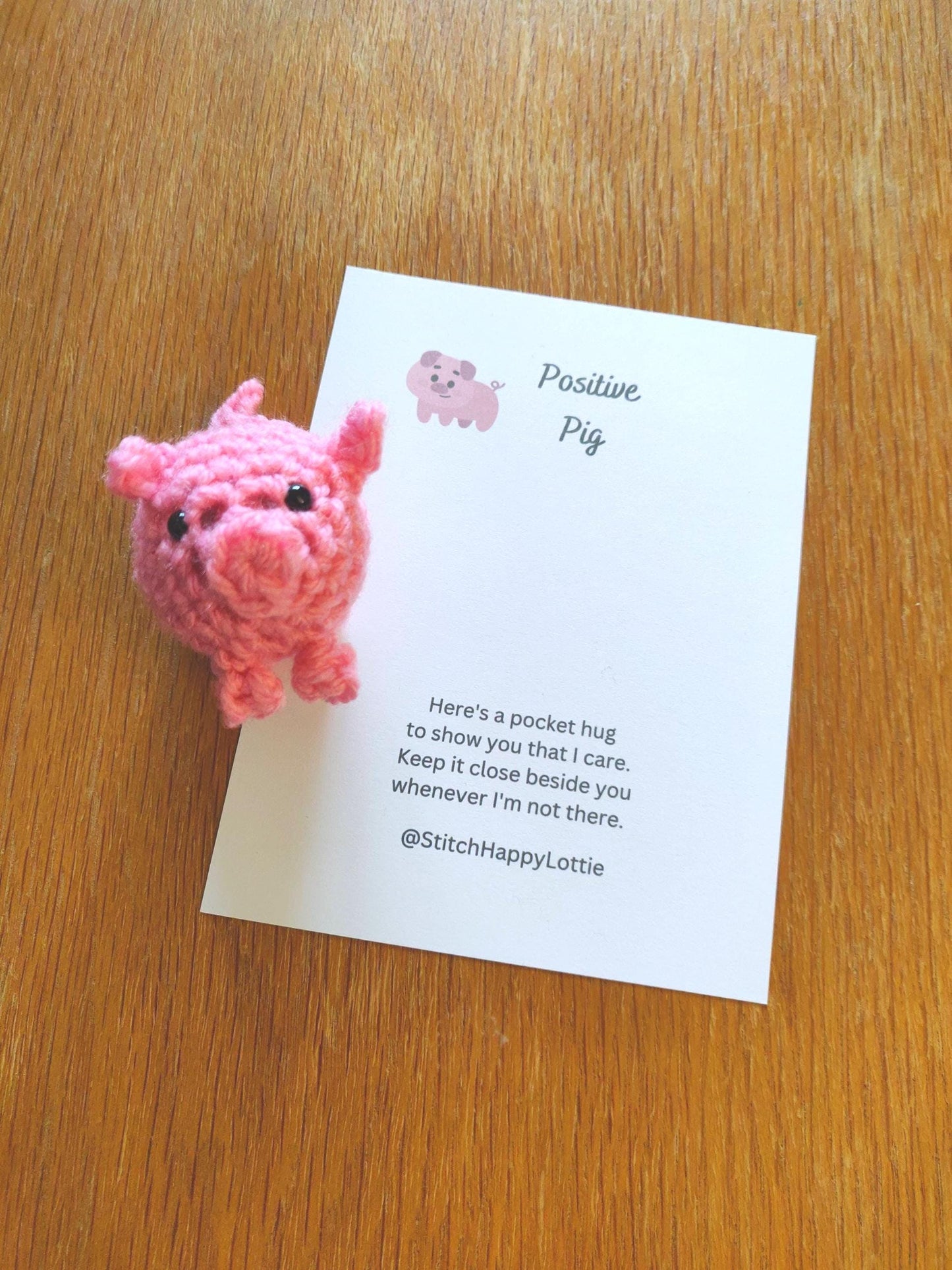 Pocket Positive Pig, Mini Crochet Pink Pig, Good Luck Charm, Encouragement Gift, Cute Amigurumi Piglet, Exam Good Luck, Anxiety Relief