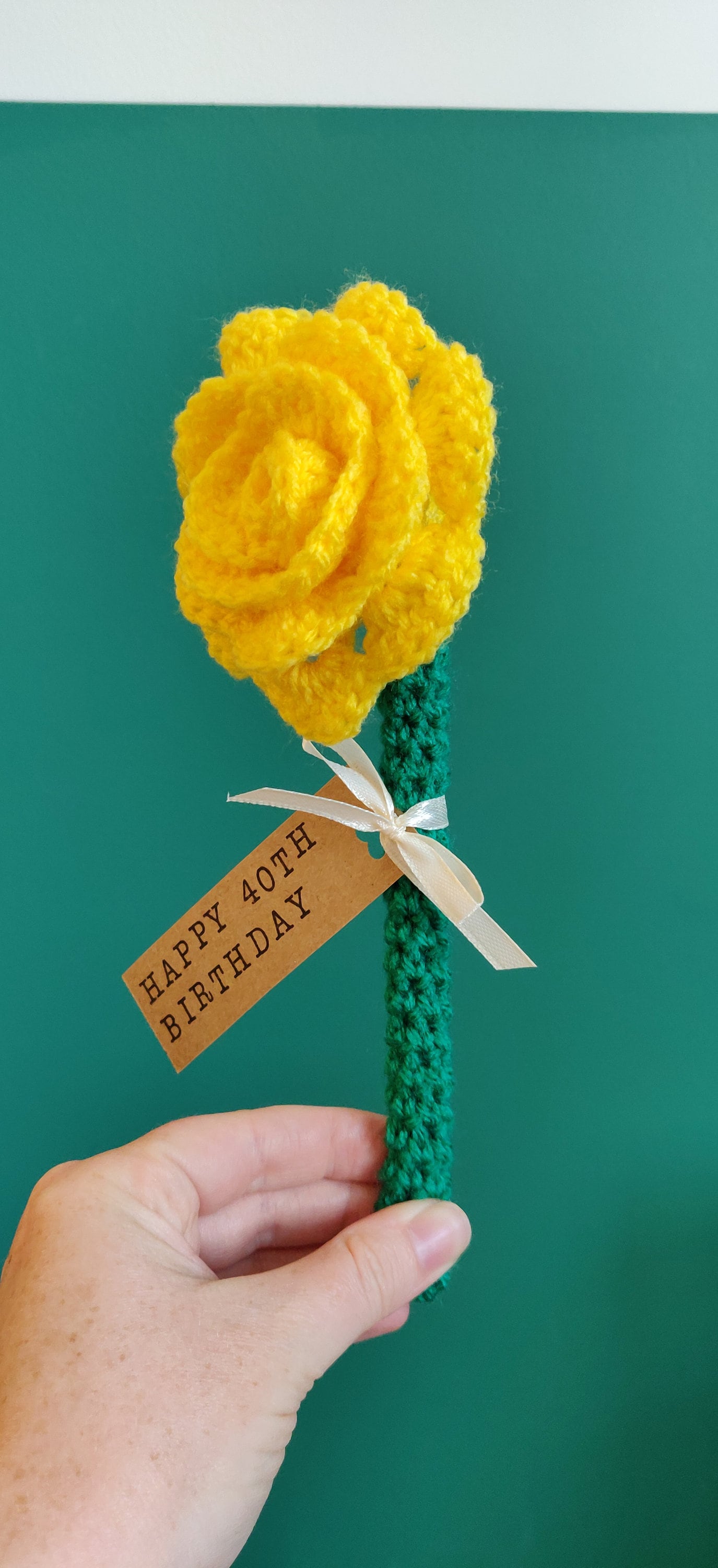 Milestone Birthday Rose Flower Gift, Sweet 16, 30th, 40th, 50th, 60th, 70th, 80th, 90th, 100th Birthday, Personalised Gift, Fake Yellow Rose