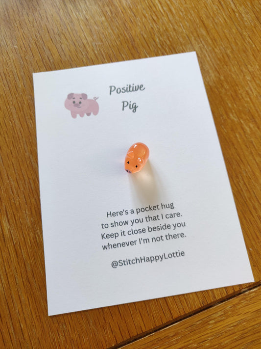 Pocket Positive Pig, Mini Crochet Pink Pig, Good Luck Charm, Encouragement Gift, Cute Amigurumi Piglet, Exam Good Luck, Anxiety Relief
