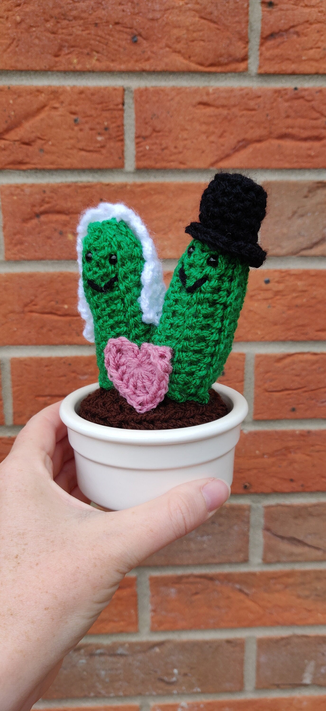 Crochet Cactuses Wedding Gift, Unique Wedding Decorations, Bride and Groom Wedding cake Topper, Wedding Present for Couple, Bride and Groom