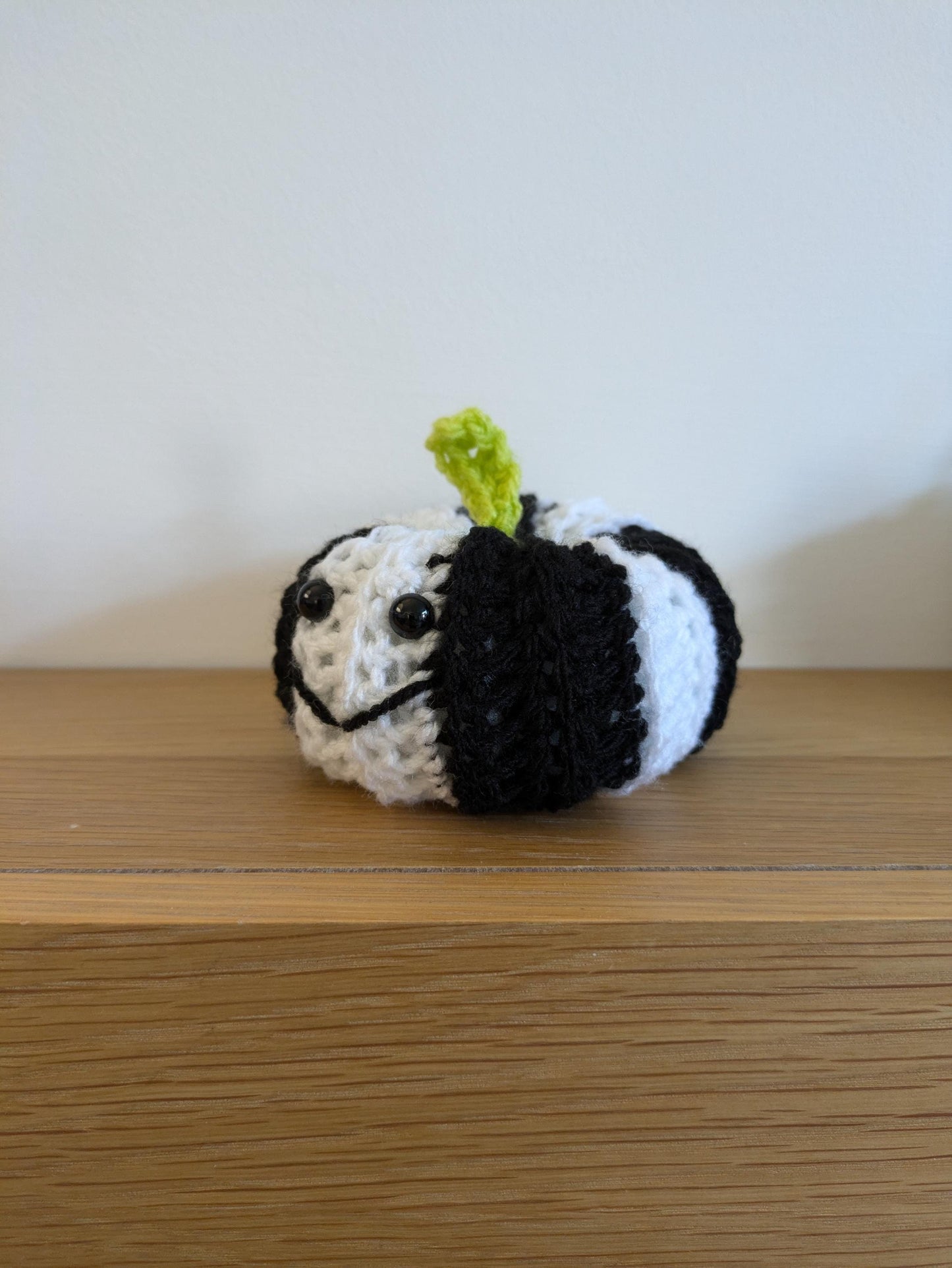 Striped Black and White Pumpkin, Beetlejuice Inspired Halloween Decoration, Gothic Decor, Neon Green Gift, Crochet Pumpkin, Tiered Tray