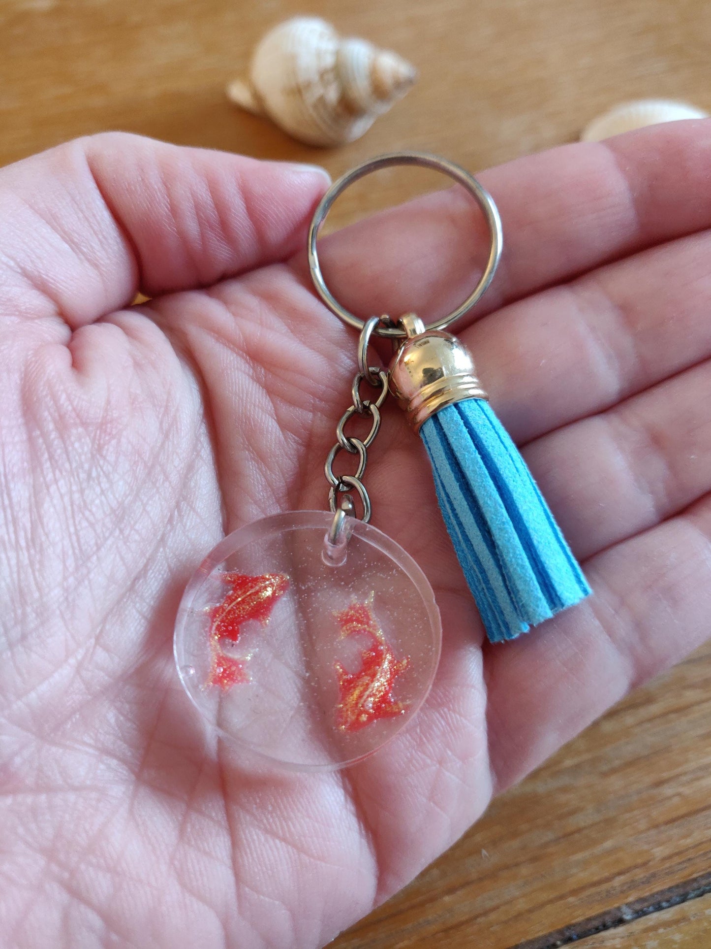 Goldfish Bowl Keychain, Fishing Gift for Men, Koy Carp Lover, Swimming Fish Keyring, Keyring with Tassel, Fun, Unique Bag Charm, Pet Fish