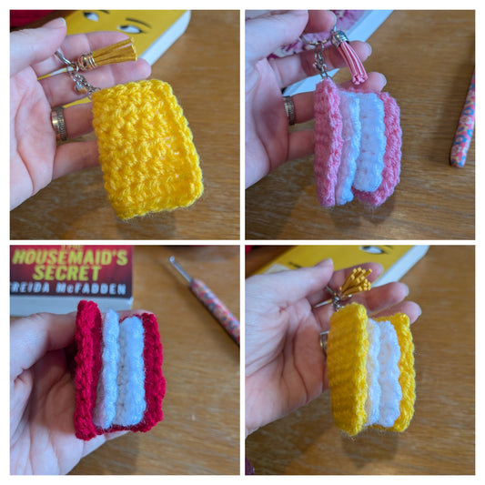 Crochet book bag charm, Book Lover Keychain