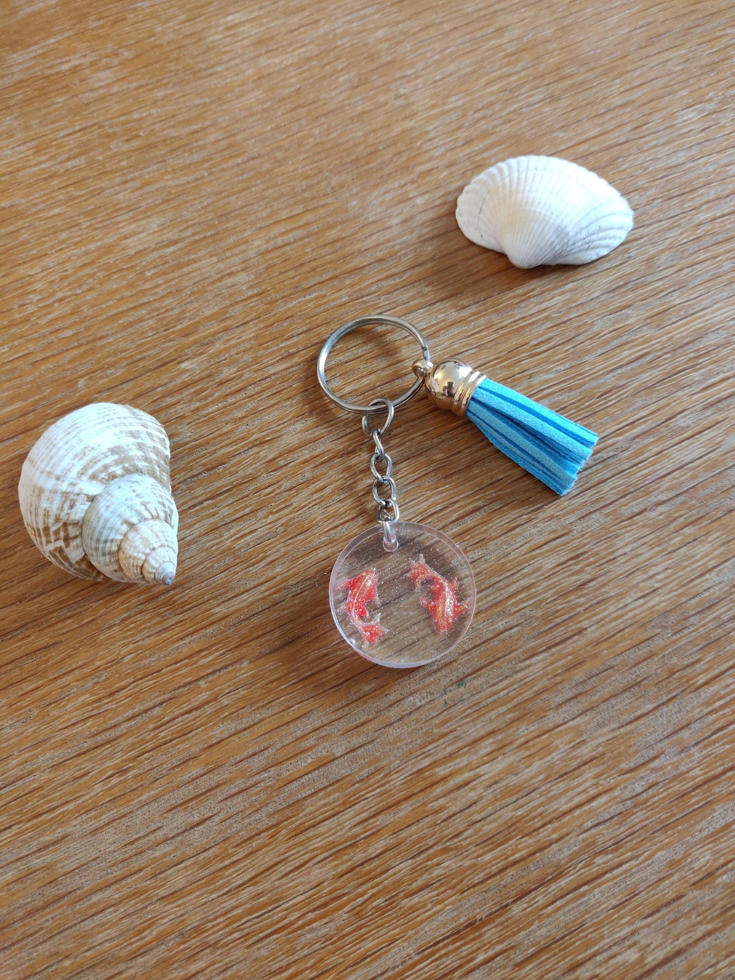 Goldfish Bowl Keychain, Fishing Gift for Men, Koy Carp Lover, Swimming Fish Keyring, Keyring with Tassel, Fun, Unique Bag Charm, Pet Fish