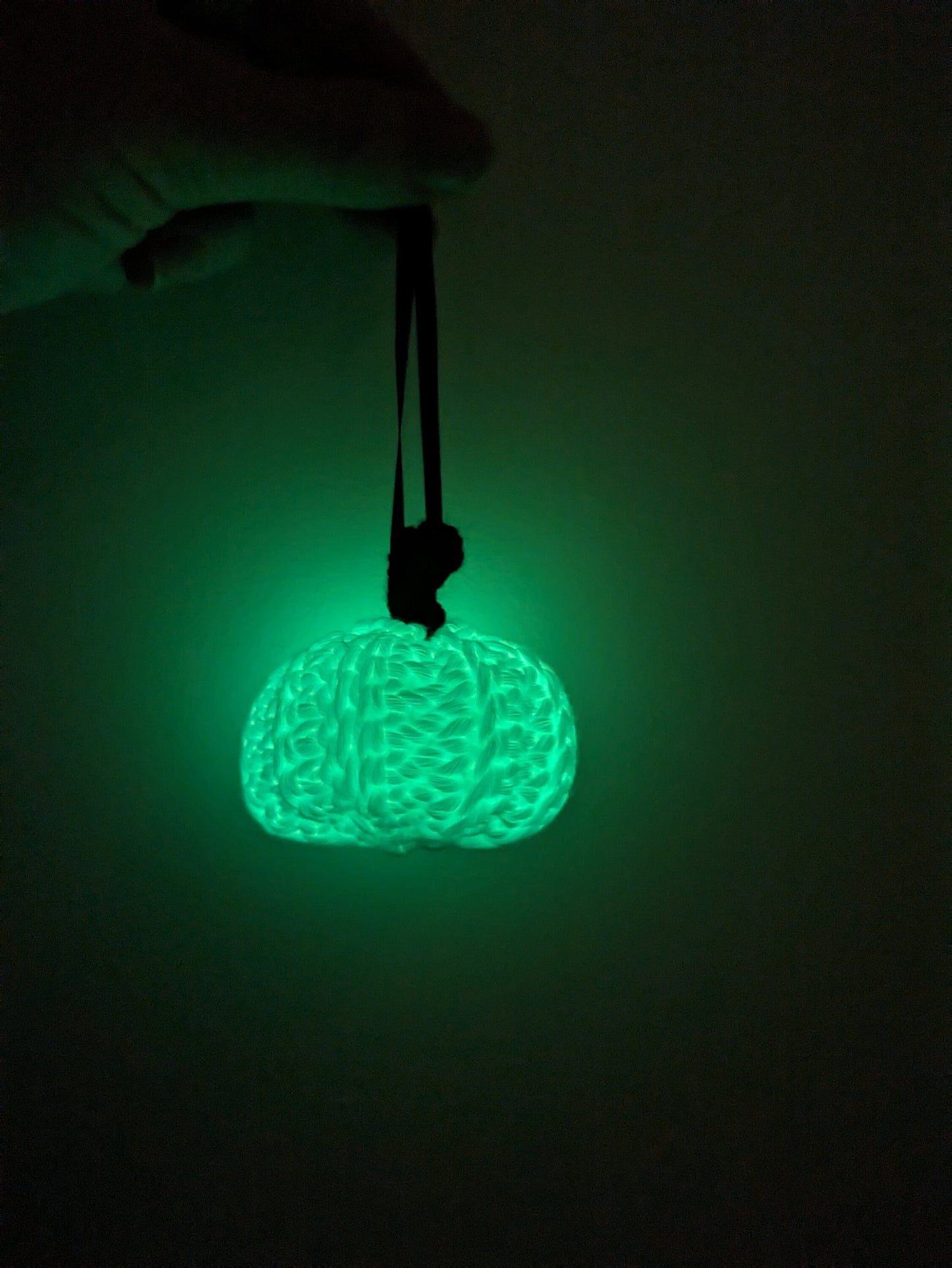 Glow in the Dark Mini Pumpkin with Face, Smiley White Pumpkin, Crochet Ornament, Halloween Decor, Autumn, Fall, Hanging Pumpkin Tree Decor