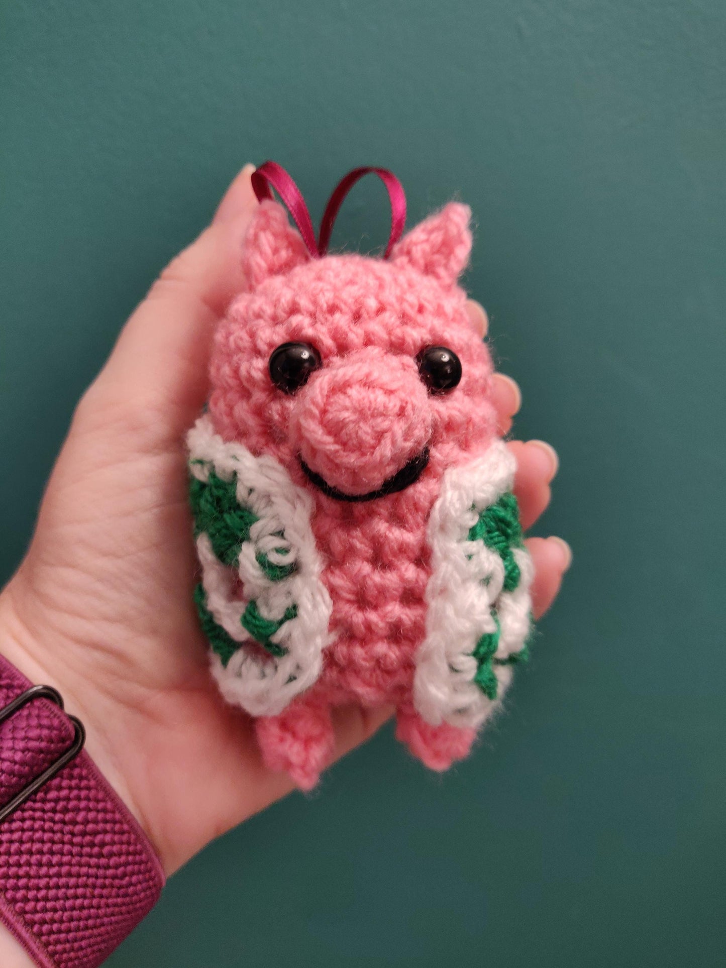 Crochet Pig In Blanket, Funny Christmas Decor, Vegetarian, Vegan Fun Gift, Xmas Hanging Decorations, Secret Santa Amigurumi, Kawaii Dec