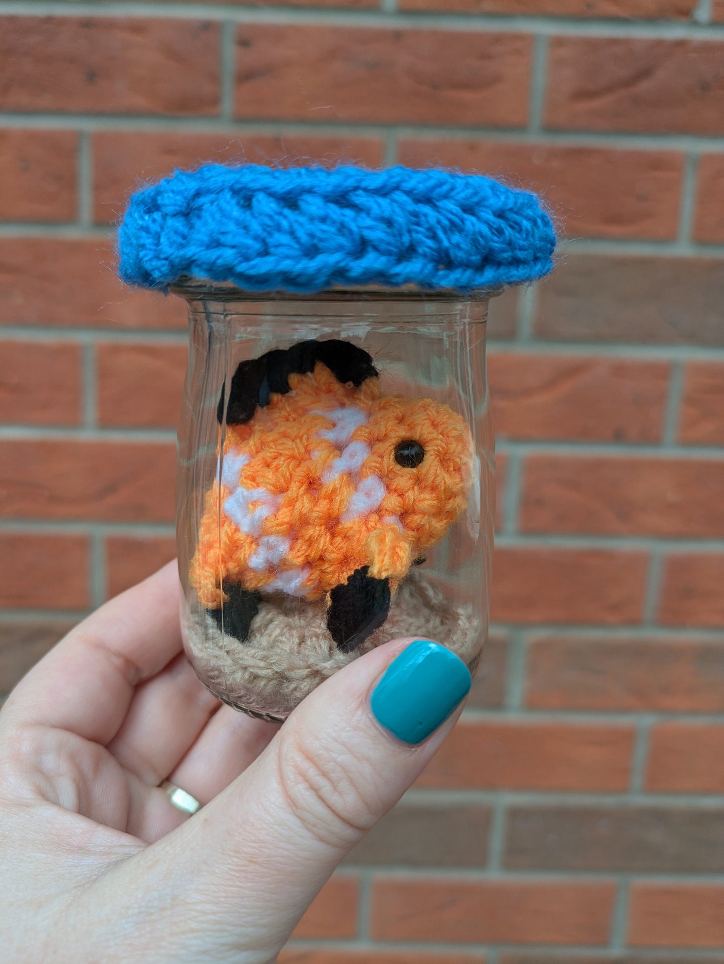Mini Fish Tank, Crochet Fish, Fun Birthday Gift, Goldfish Bowl, Personalised Fishing gift, No Fuss Pet, Ornament, Figurine, Fish Memorial