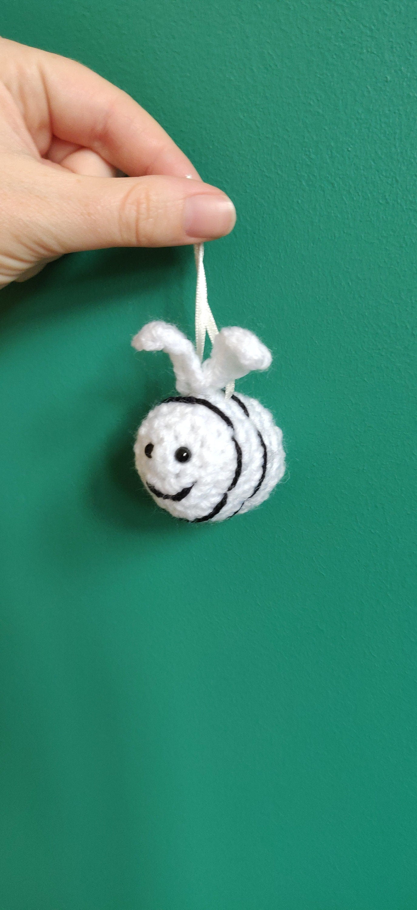 Crocheted Halloween Bee Decoration, Spooky Hanging Bee