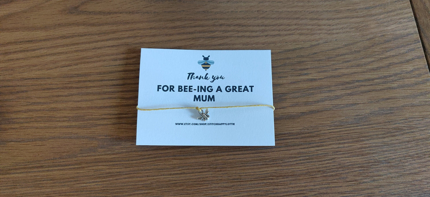 Thank you for bee-ing A Great Mum, Mother's Day Bee Charm Bracelet, Gift For Mum, Jewellery Bracelet For Mum, Mother's Day Card and Gift.