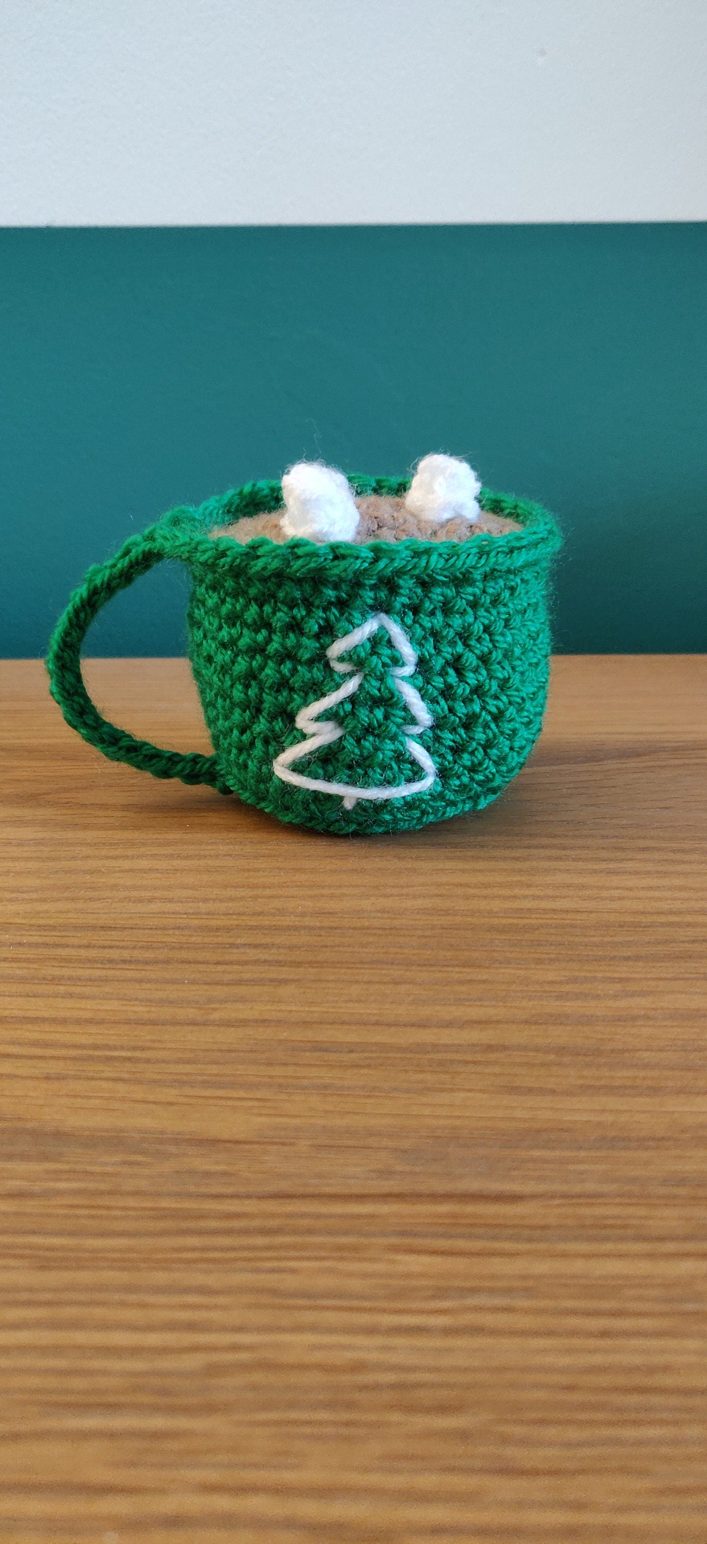 Crochet Christmas Mug Ornament, Hot Cocoa Decoration