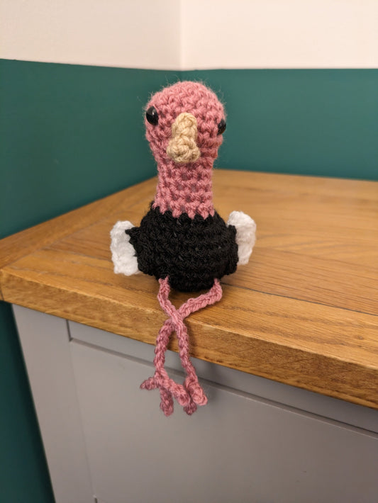 Ostrich Gift, Ostrich Feather Boa, Bird Figurine, Plush, Birthday Gift, Ostrich Egg, Head in the Sand, Emu Bird Ornament, Crochet Bird