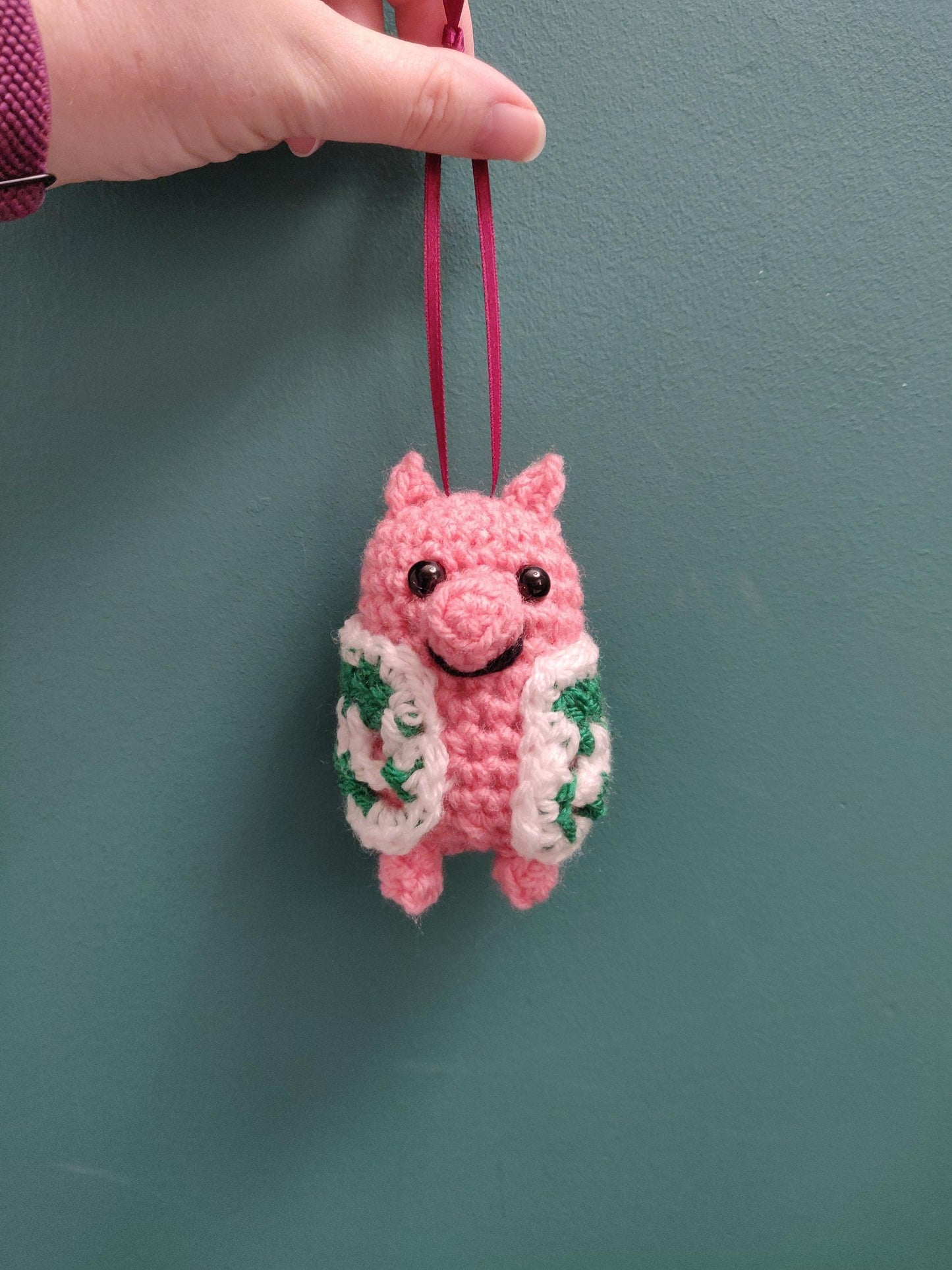 Crochet Pig In Blanket, Funny Christmas Decor, Vegetarian, Vegan Fun Gift, Xmas Hanging Decorations, Secret Santa Amigurumi, Kawaii Dec