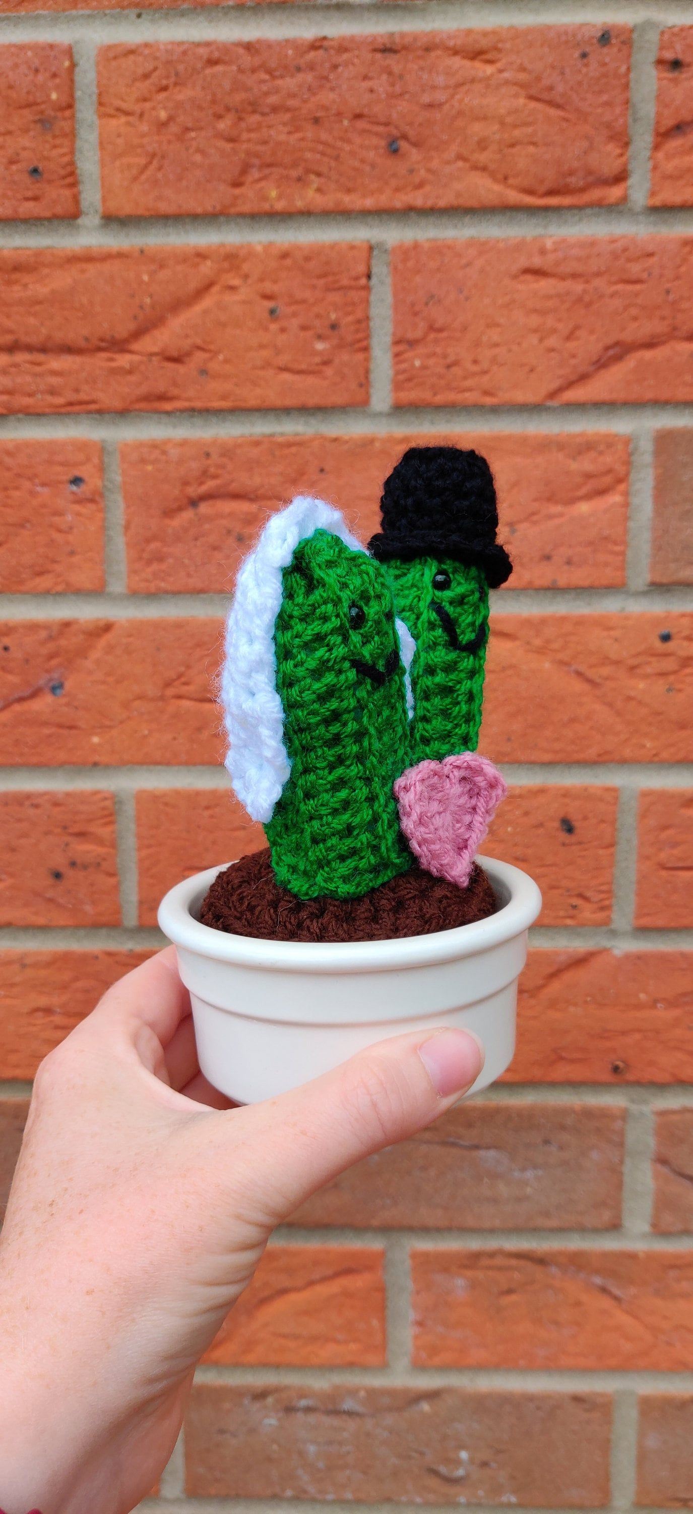 Crochet Cactuses Wedding Gift, Unique Wedding Decorations, Bride and Groom Wedding cake Topper, Wedding Present for Couple, Bride and Groom
