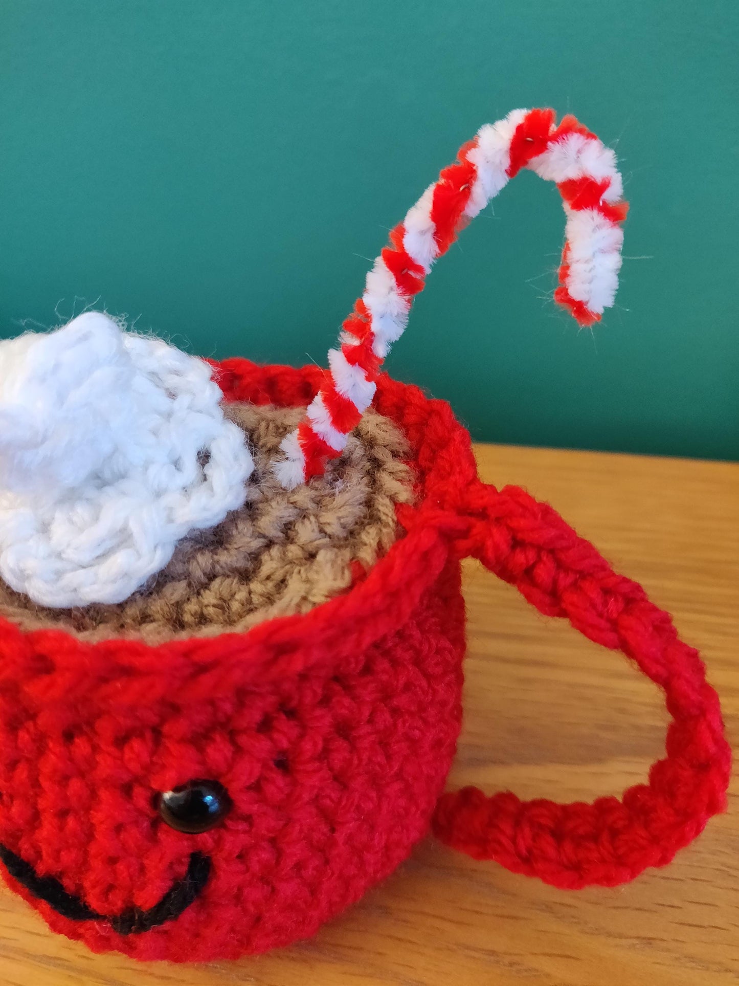 Crochet Hot Chocolate Mug, Hot Cocoa Station Decorations, Christmas Tree Decor, Chocolate Lovers Gift, Christmas Shelf Sitter Mug Ornament