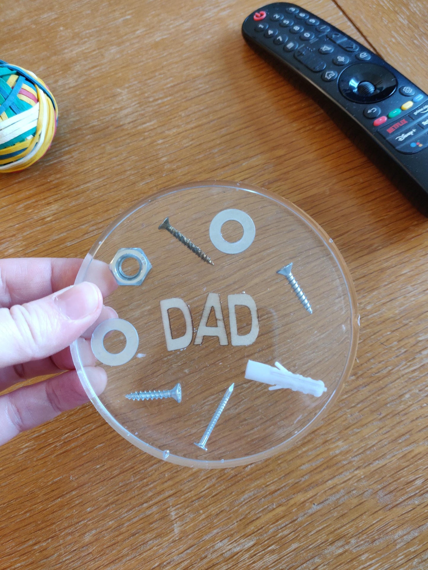 Dad Coaster, DIY Lover Coaster, Office, Custom Man Cave Decor, Resin Paperweight, Unique, Fun Gift for Dad, Fathers Day Gift, Hardware