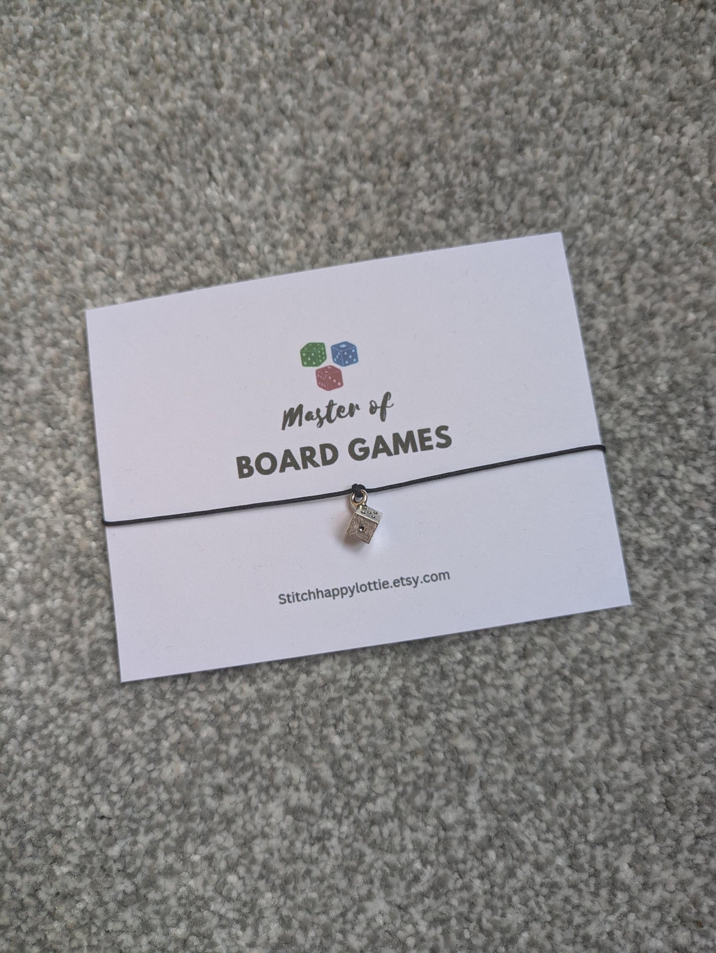 Dice Charm Bracelet, Board Game Addict Gift, Game Lover Birthday Card, I'll Never get Board of You, Master of Board Games, Game Night Geek