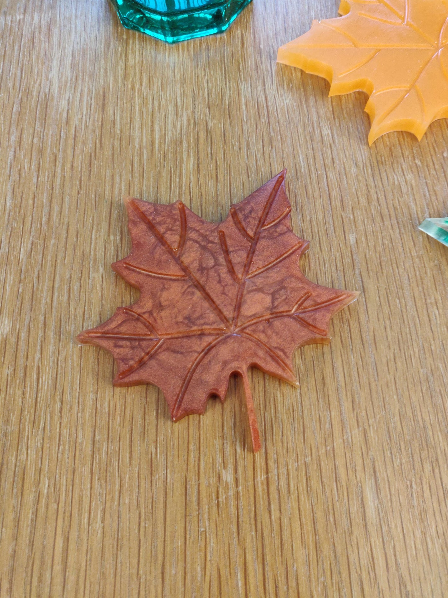 Autumn Leaf Resin Coaster, Maple Leaf Decor, Green, Orange, Brown Leaf Coaster Set, Unique Fall Coaster Set, Housewarming, Thanksgiving