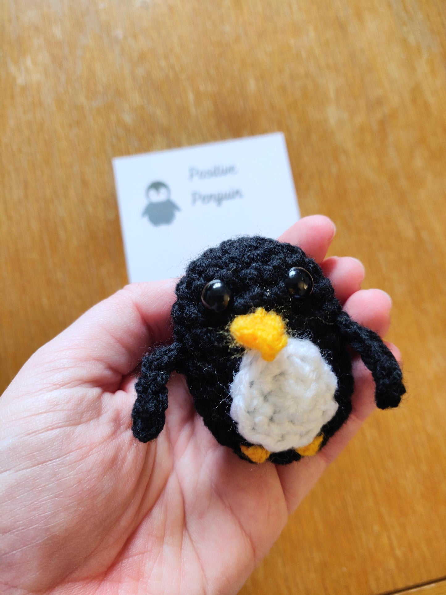 Positive Penguin Pocket Hug, Penguin Lover Gift, Mini Crochet Penguin Pet, Fun Gift For Friend, Exam Good Luck, School Pocket Token, Anxiety