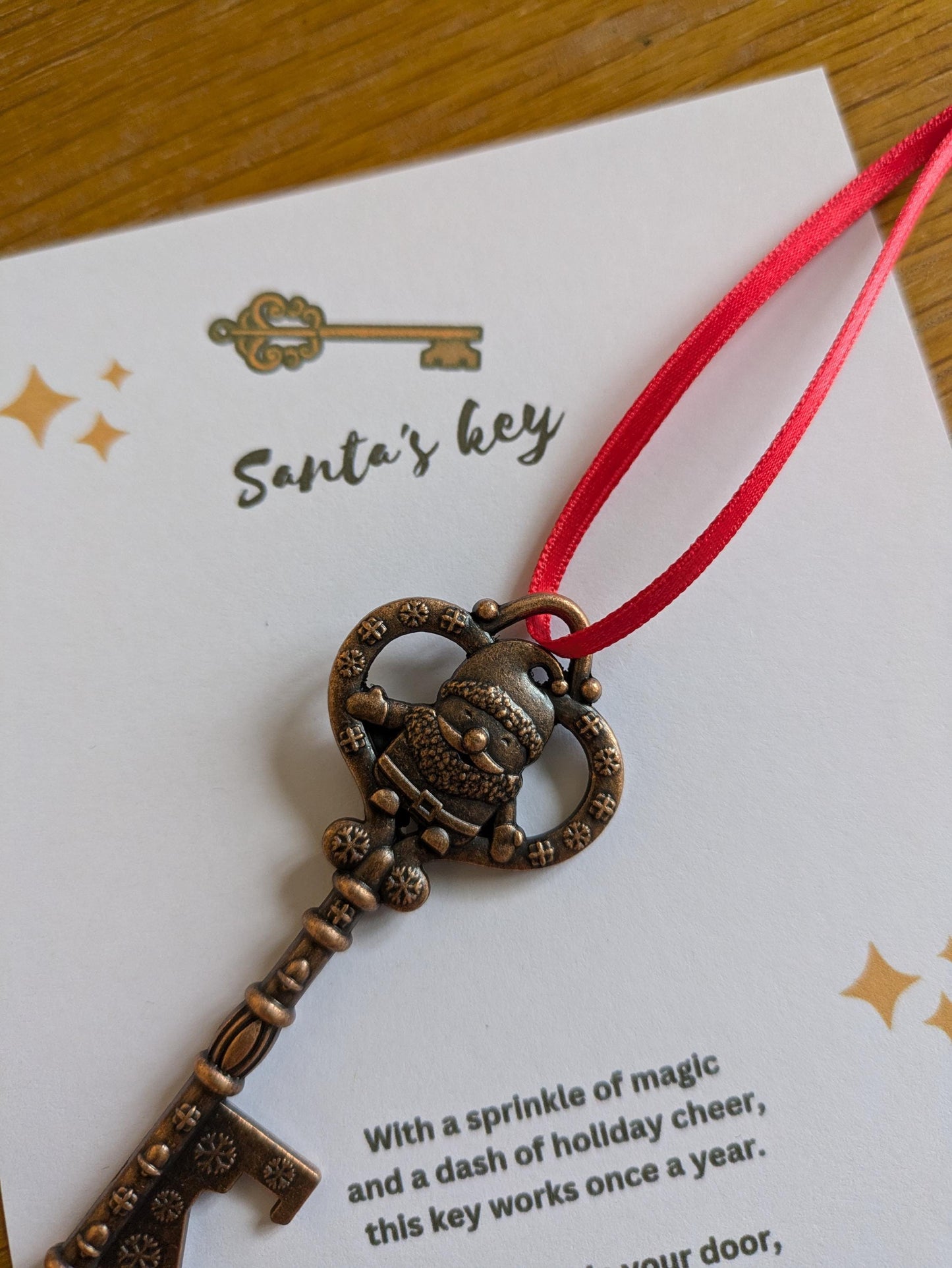 Santa Key, Hanging Christmas Tree Decoration, Pocket Hug, Xmas Eve Box, Magic Father Christmas Chimney Alternative, Traditional Key