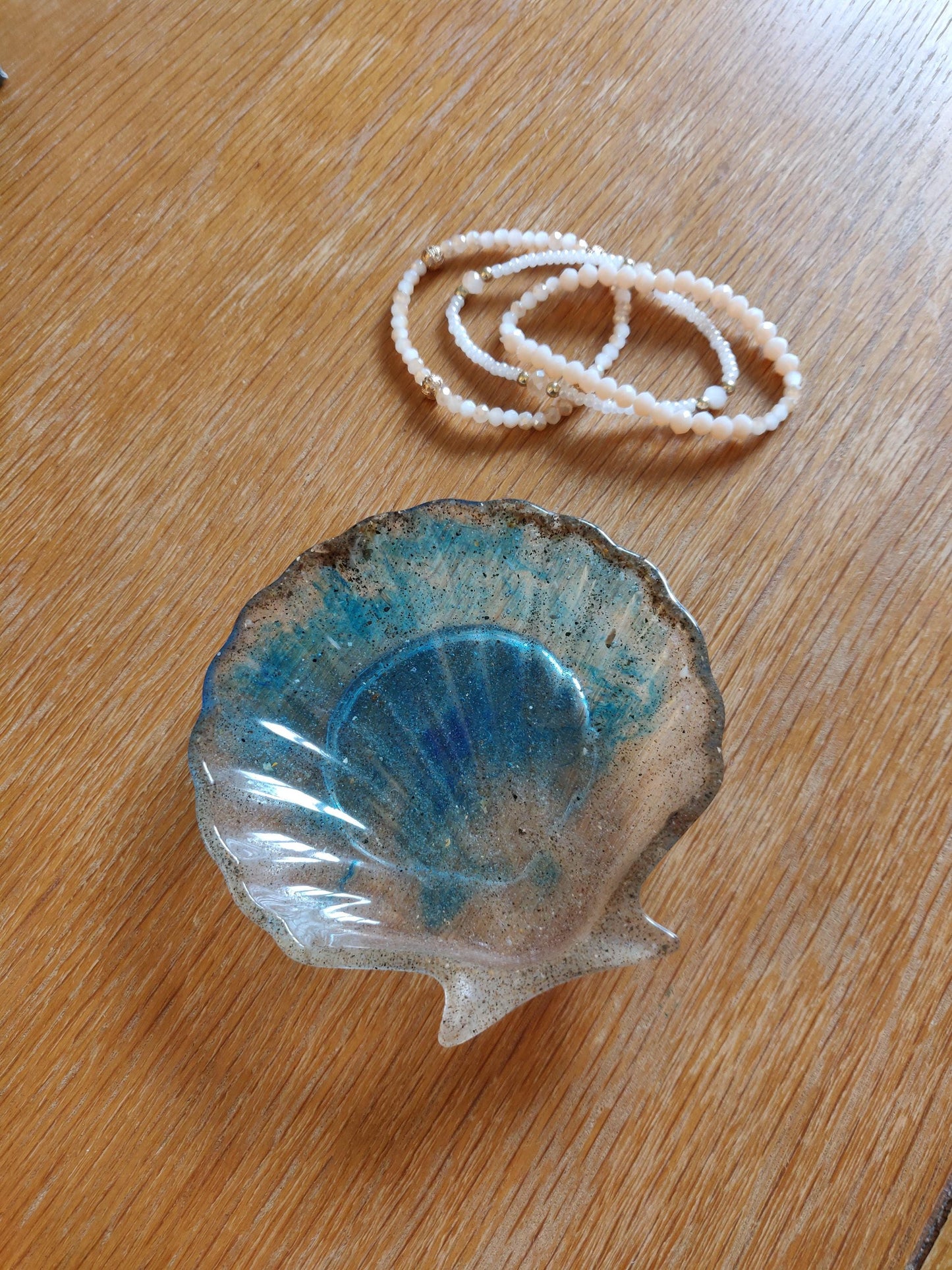 Shell Trinket Dish, Resin Ring Tray, Sea and Shell Resin Jewellery Storage, Bedroom  Beach Decor, Birthday Gift for Mum or Nanna