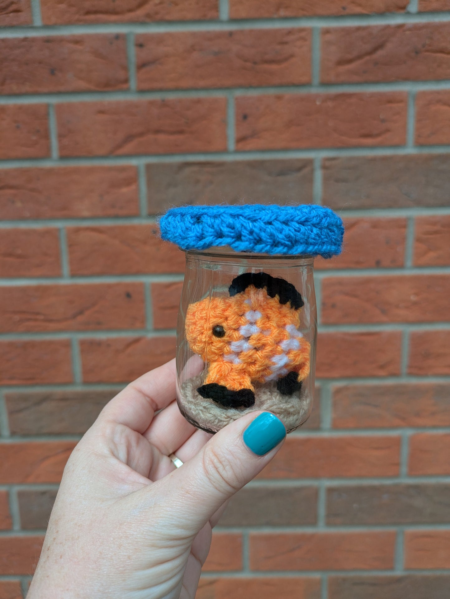 Mini Fish Tank, Crochet Fish, Fun Birthday Gift, Goldfish Bowl, Personalised Fishing gift, No Fuss Pet, Ornament, Figurine, Fish Memorial