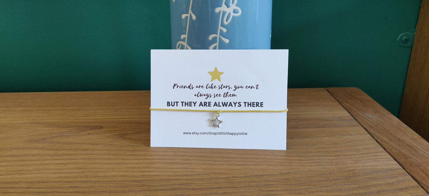 Friends Are Like Stars Bracelet, Star Bracelet, Friendship Bracelet, Birthday Gift, Star Charm Bracelet, Yellow Bracelet for Him, Her