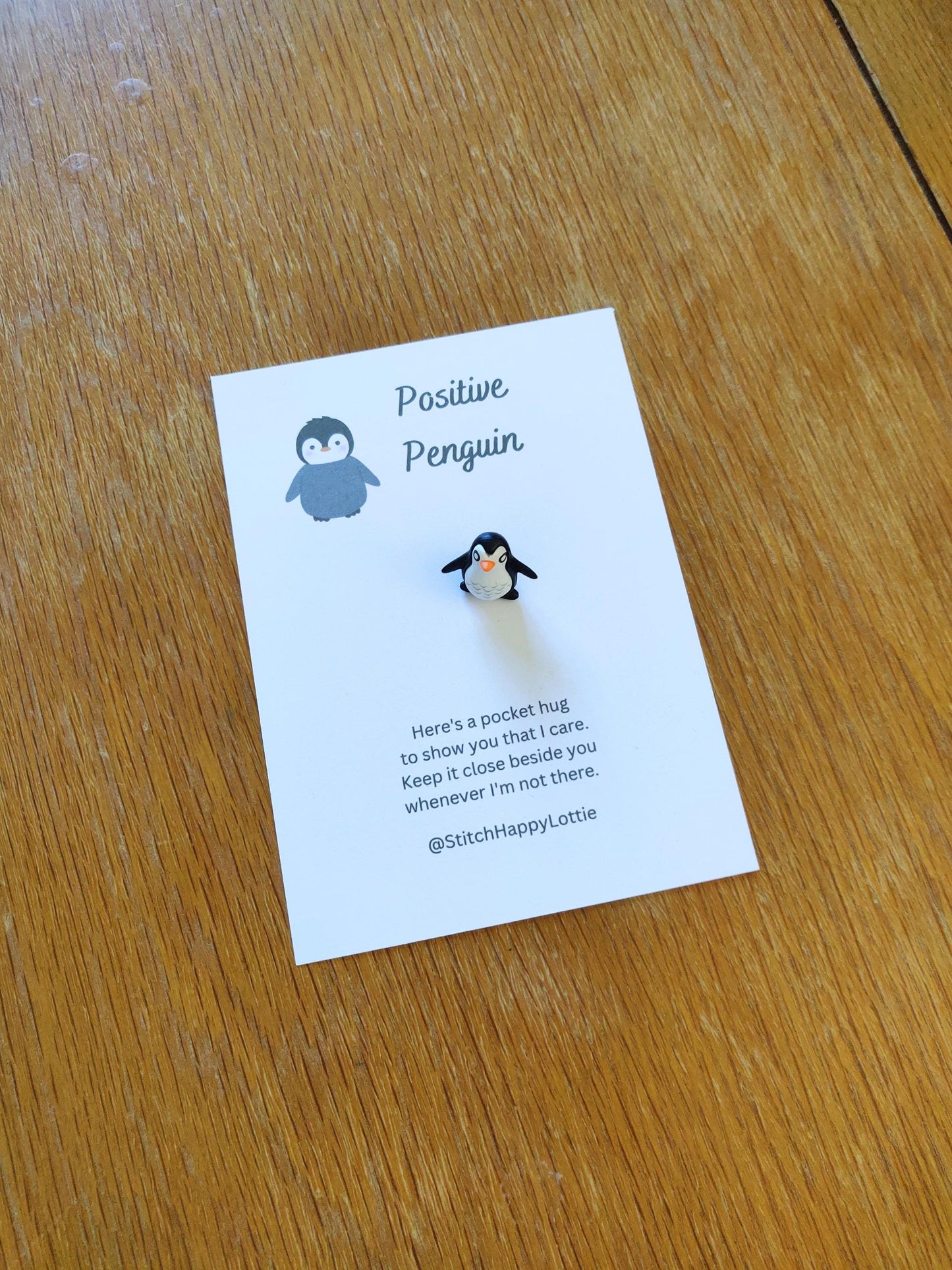 Positive Penguin Pocket Hug, Penguin Lover Gift, Mini Crochet Penguin Pet, Fun Gift For Friend, Exam Good Luck, School Pocket Token, Anxiety