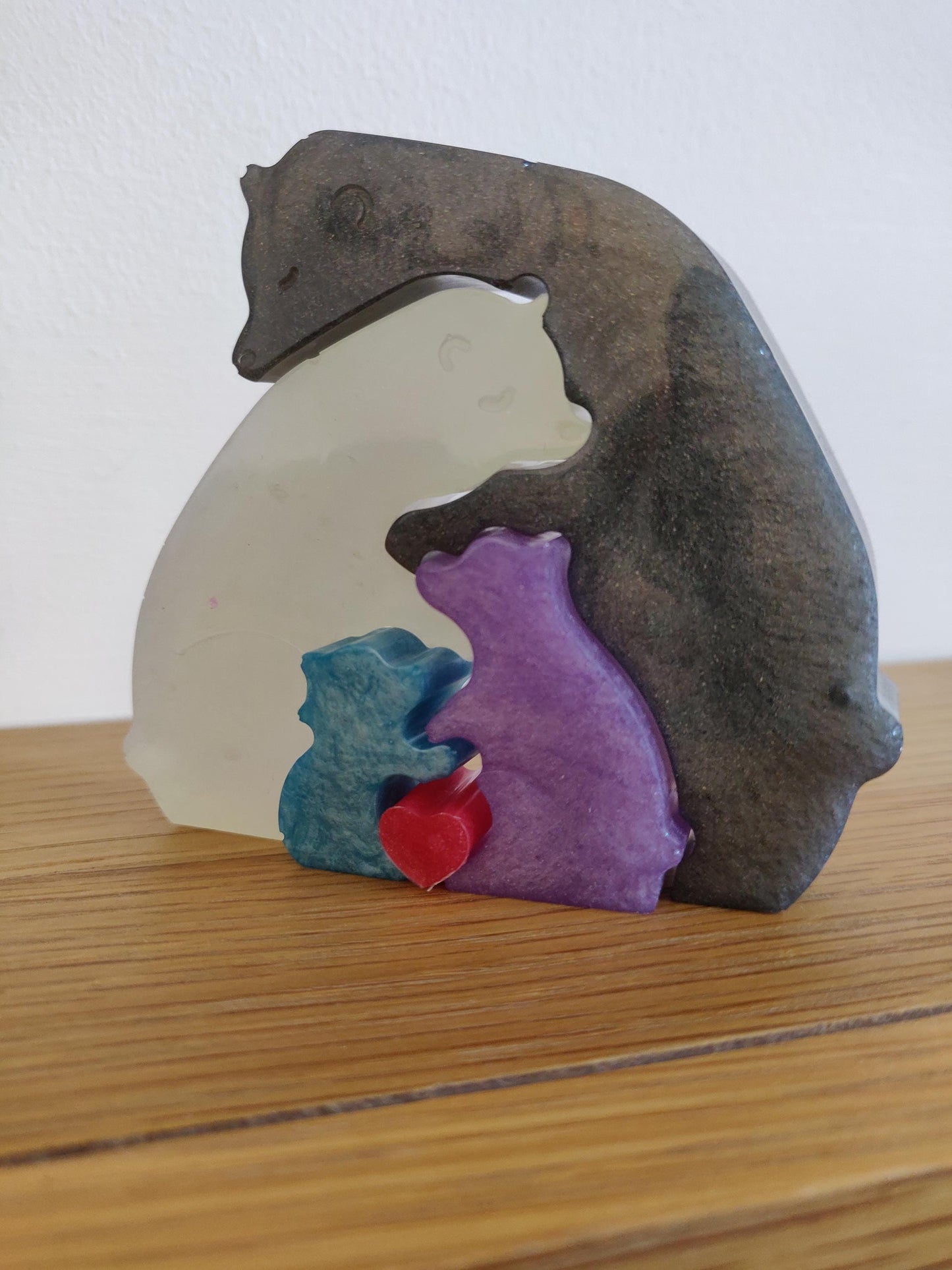 Family Bear Ornament, Resin Bear Figurines, Custom Made Parent and Children, Family of Four, Wedding, Anniversary, New Baby, Christmas Gift