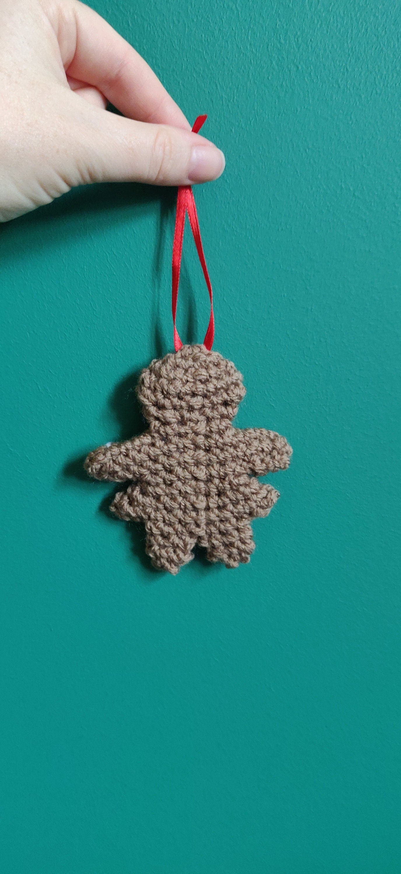 Crochet Gingerbread Lady Christmas Ornament, Hand Stitched Decor
