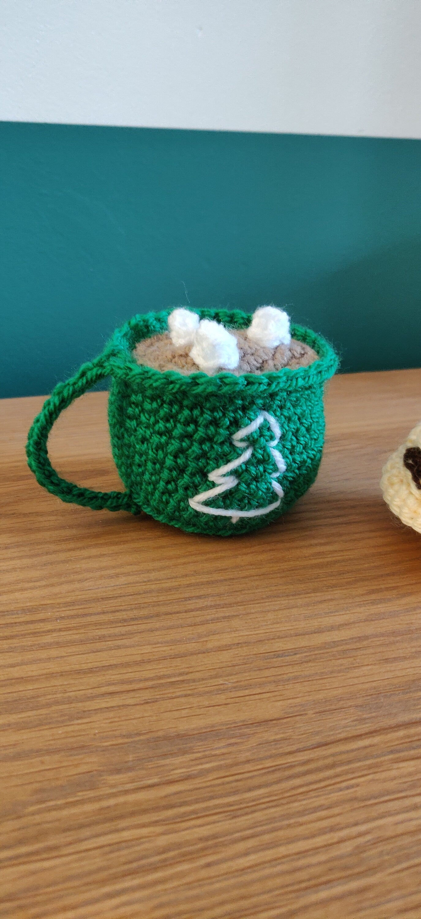 Crochet Mince Pie and Hot Chocolate Christmas Ornaments, Set of Two