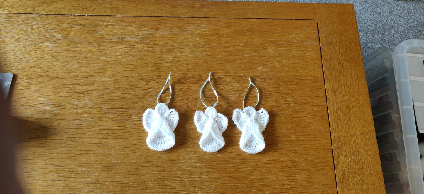 Crocheted Angel Christmas Ornaments, Set of Three, Memorial Decoration