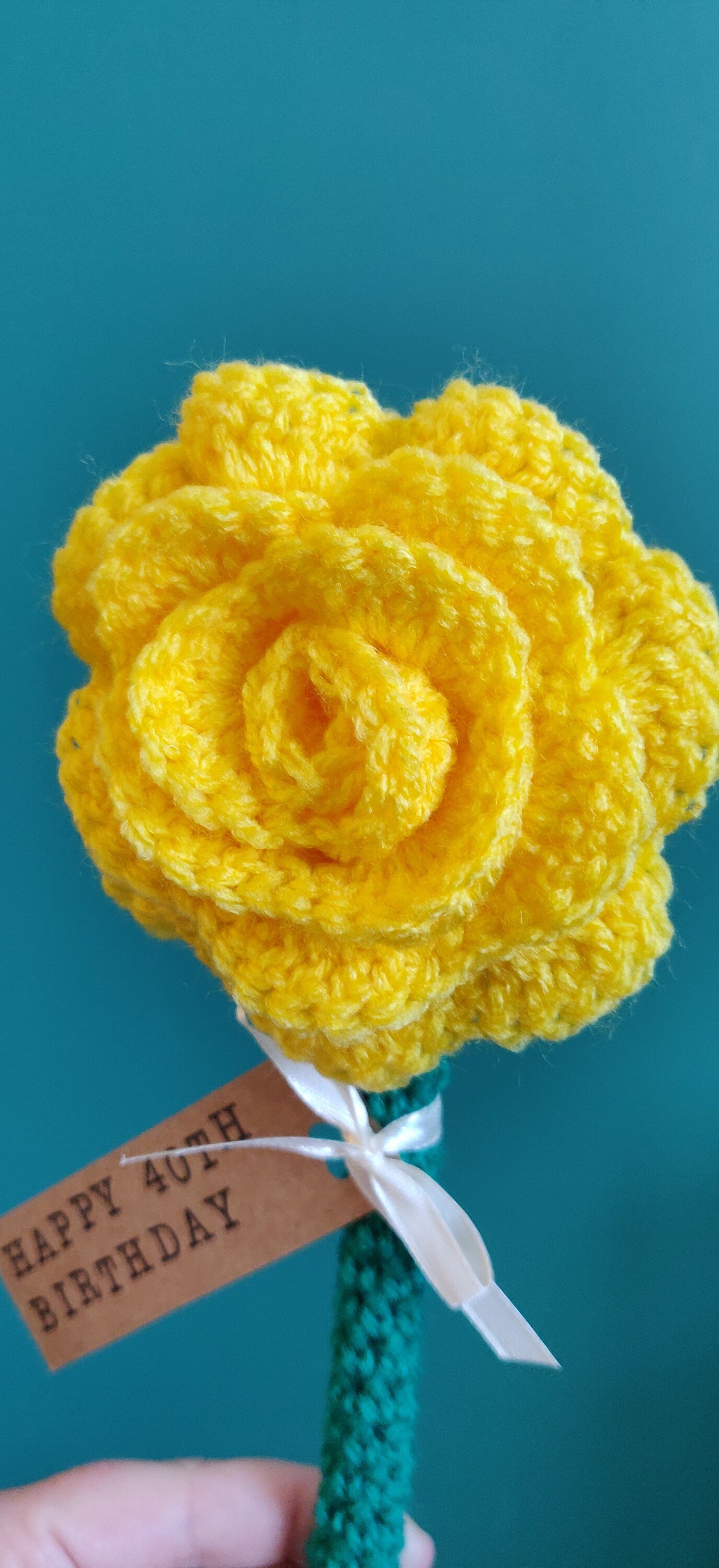 Milestone Birthday Rose Flower Gift, Sweet 16, 30th, 40th, 50th, 60th, 70th, 80th, 90th, 100th Birthday, Personalised Gift, Fake Yellow Rose