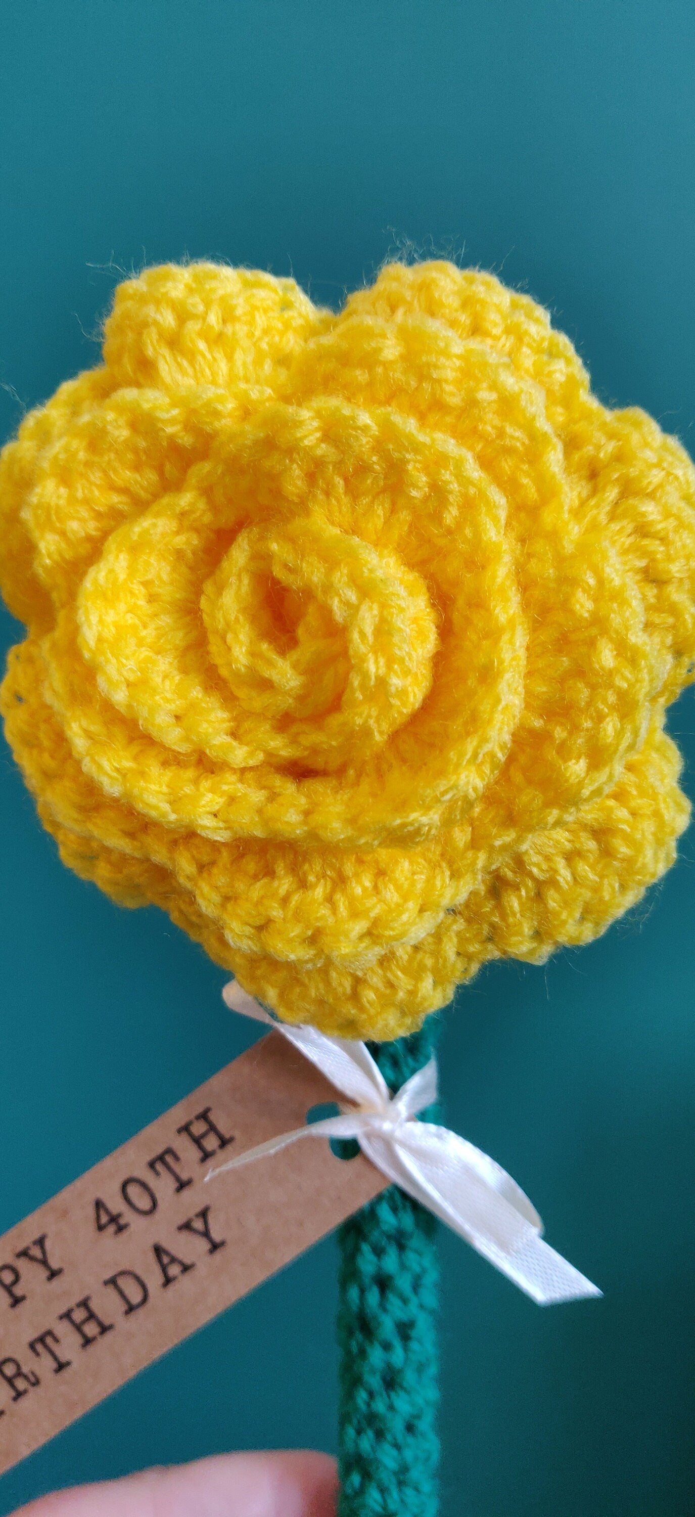 Milestone Birthday Rose Flower Gift, Sweet 16, 30th, 40th, 50th, 60th, 70th, 80th, 90th, 100th Birthday, Personalised Gift, Fake Yellow Rose