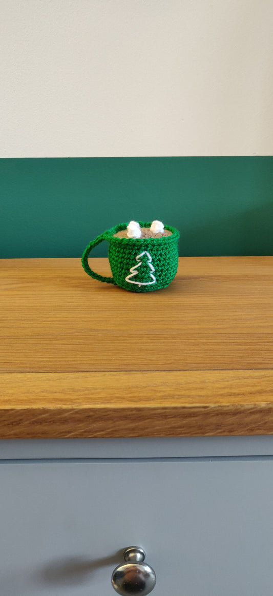 Crochet Christmas Mug Ornament, Hot Cocoa Decoration