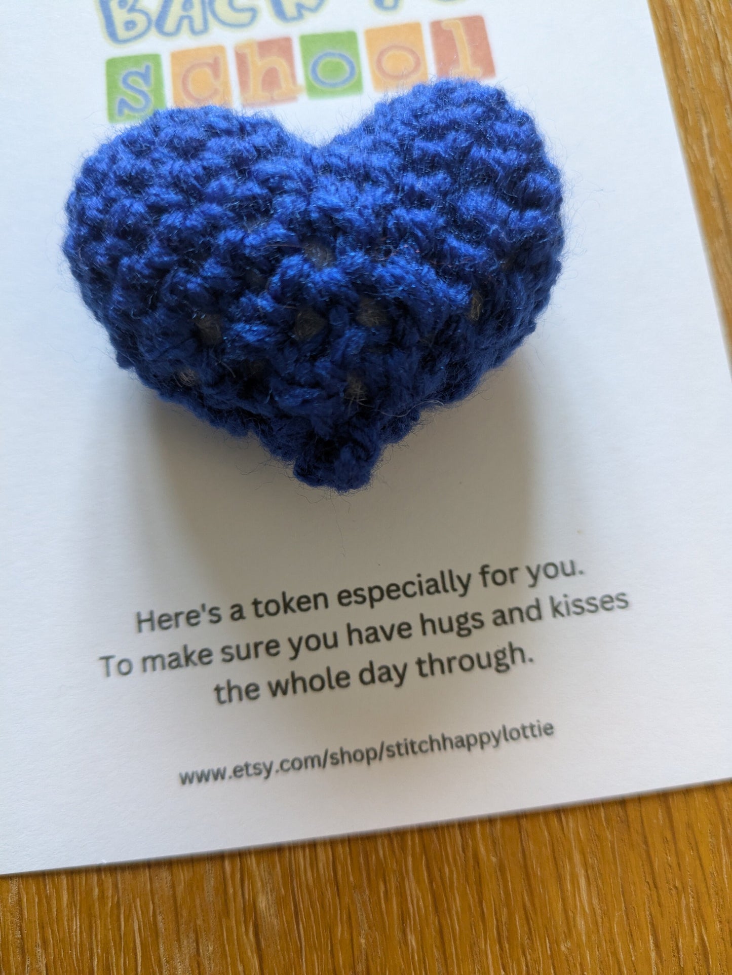 Back to School Pocket Hug, Colourful Heart Token, First Day of School, Anxiety Relief, Kids Hug Token, Personalised Gift, Starting Primary
