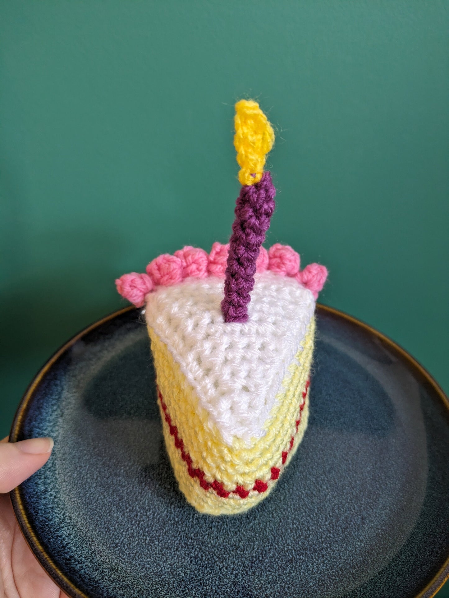 Birthday Cake Slice Gift, Happy Birthday Candle Decor, Cake Prop, Crochet Play Food, Cupcake, Fun First Birthday Keepsake, Victoria sponge