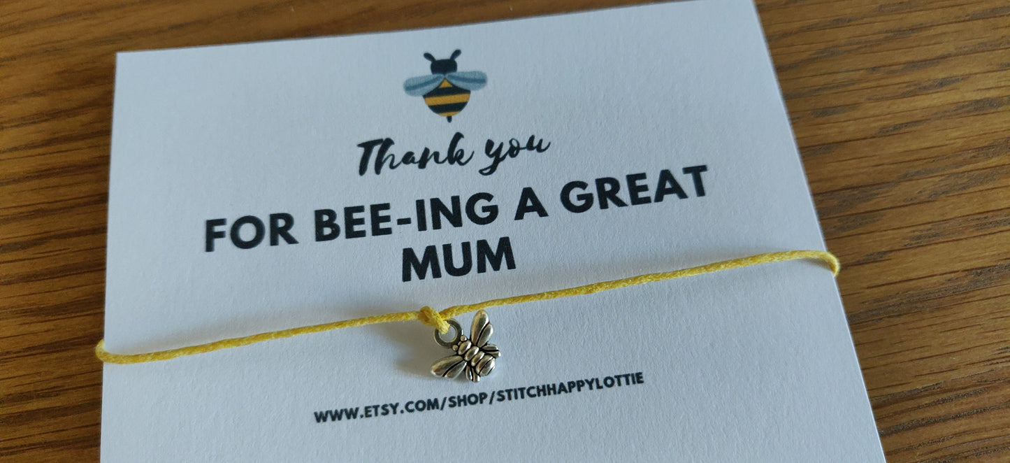 Thank you for bee-ing A Great Mum, Mother's Day Bee Charm Bracelet, Gift For Mum, Jewellery Bracelet For Mum, Mother's Day Card and Gift.