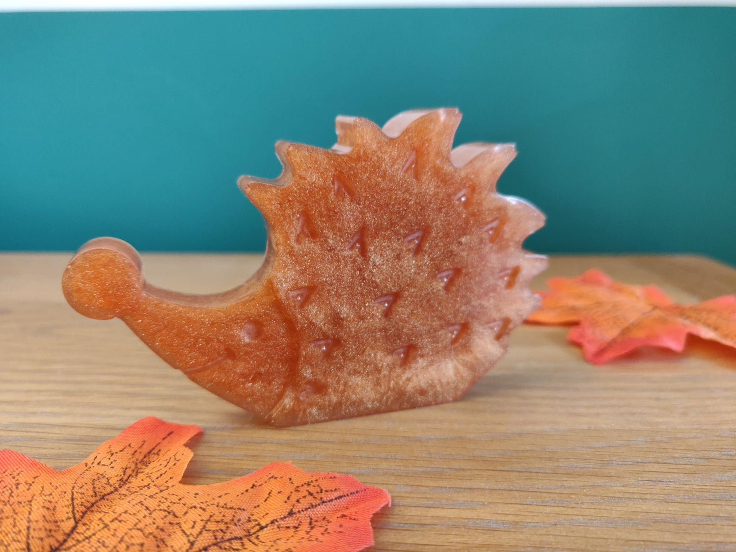Resin Hedgehog Ornament Set: Autumn Home Decor, Handmade Hoglet Art