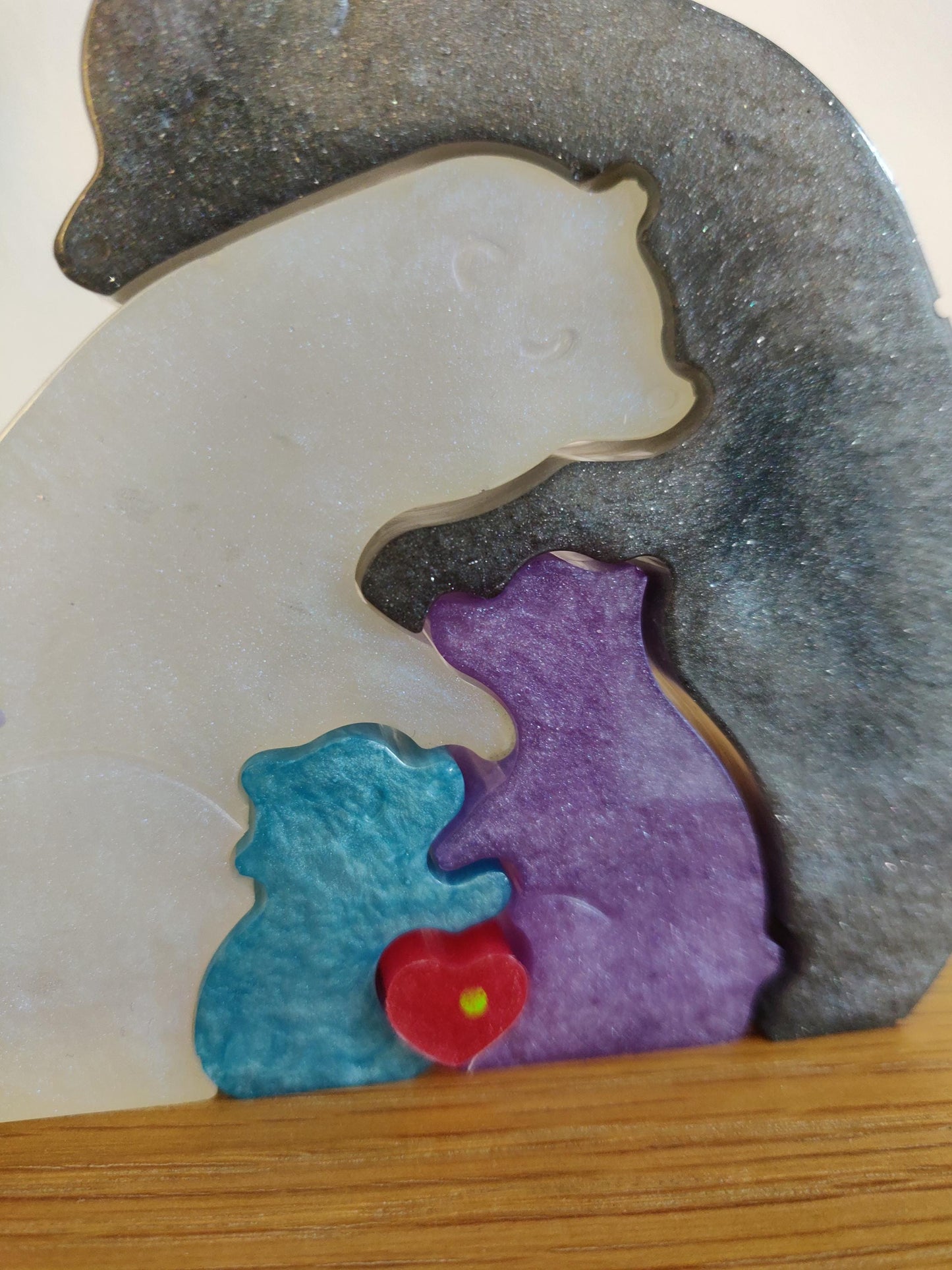 Family Bear Ornament, Resin Bear Figurines, Custom Made Parent and Children, Family of Four, Wedding, Anniversary, New Baby, Christmas Gift