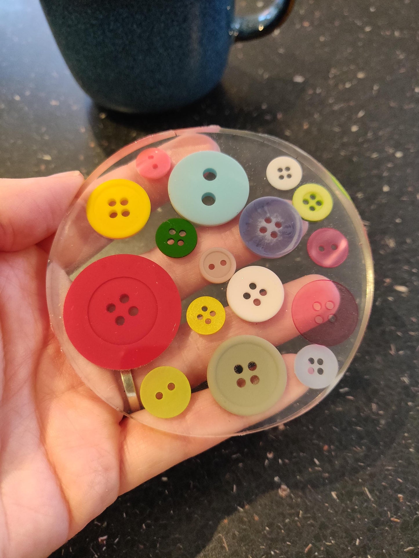 Craft Lover Coaster, Button Coaster, Craft Room Decor, Resin Paperweight, Unique, Fun Gift for Crocheter, Knitting, Embroidery, Sewing