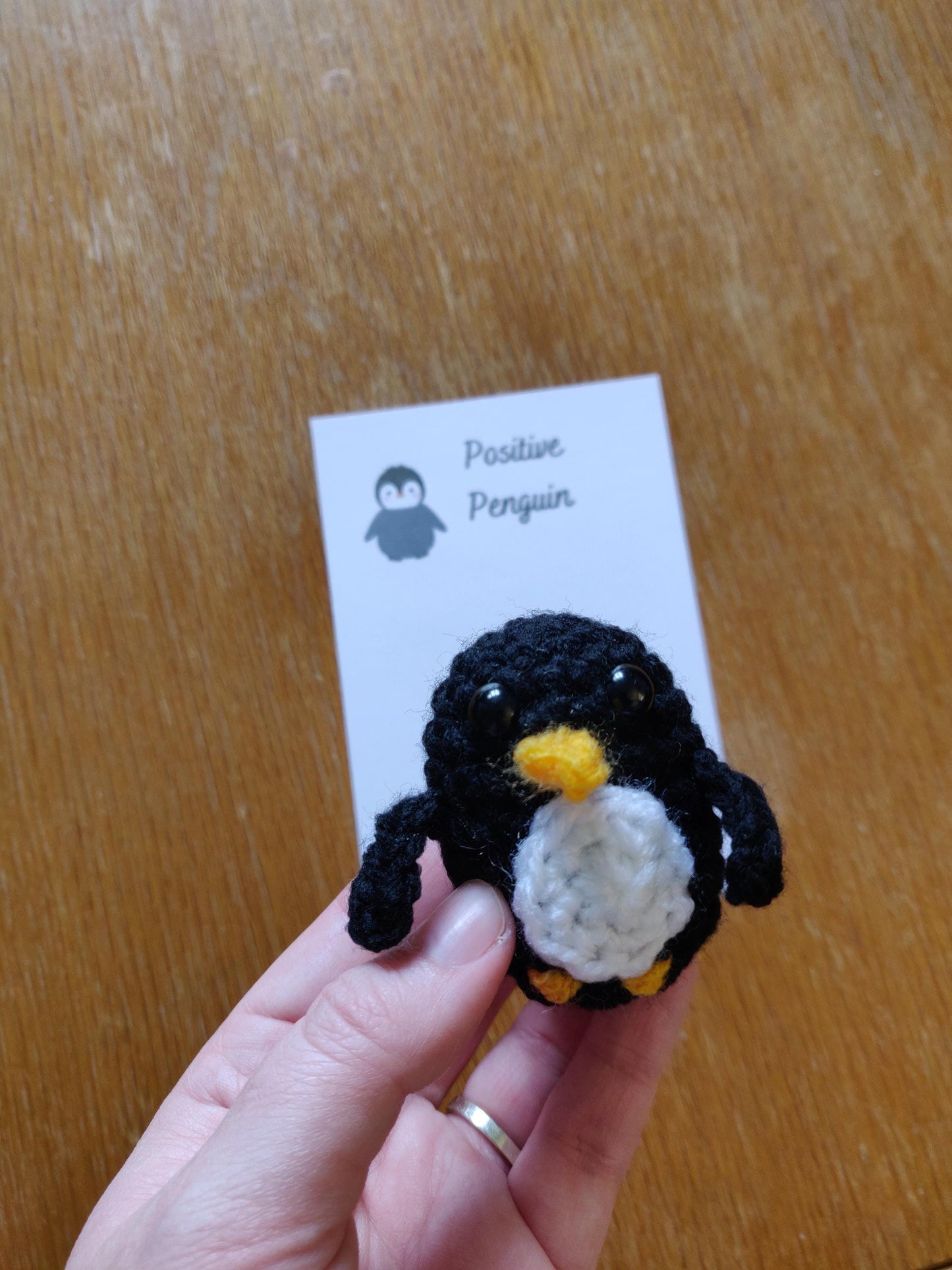 Positive Penguin Pocket Hug, Penguin Lover Gift, Mini Crochet Penguin Pet, Fun Gift For Friend, Exam Good Luck, School Pocket Token, Anxiety