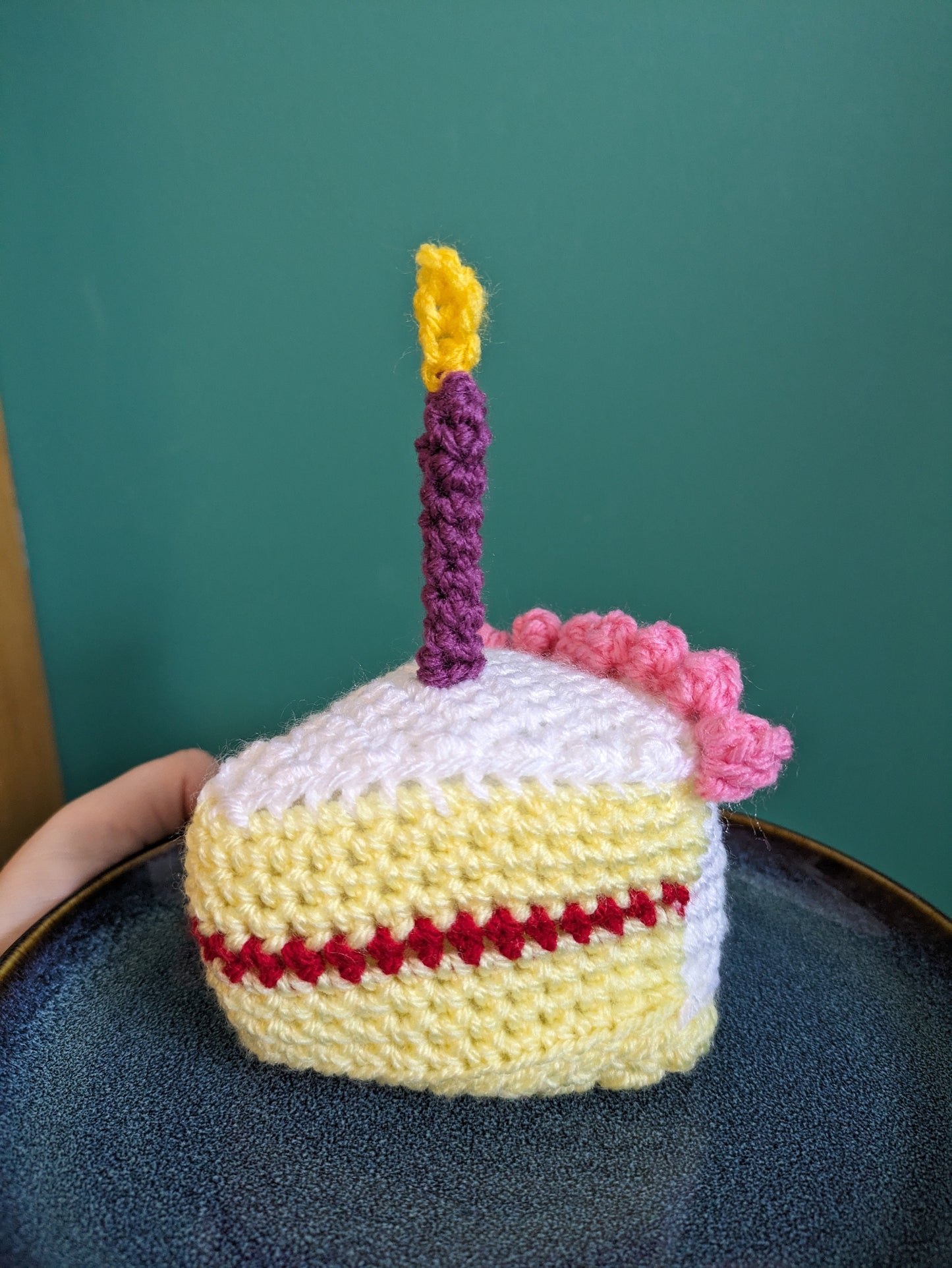 Birthday Cake Slice Gift, Happy Birthday Candle Decor, Cake Prop, Crochet Play Food, Cupcake, Fun First Birthday Keepsake, Victoria sponge