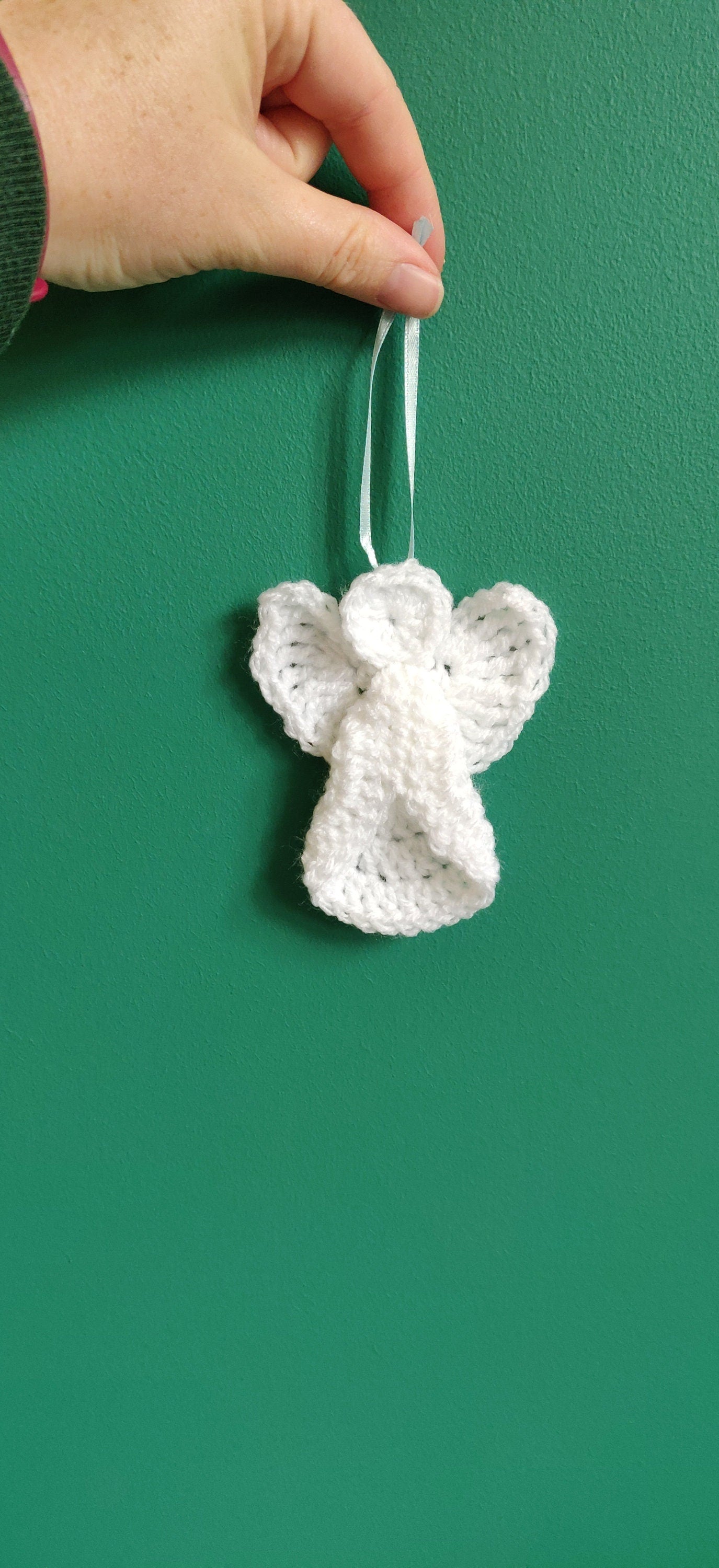 Crocheted Angel Christmas Ornaments, Set of Three, Memorial Decoration