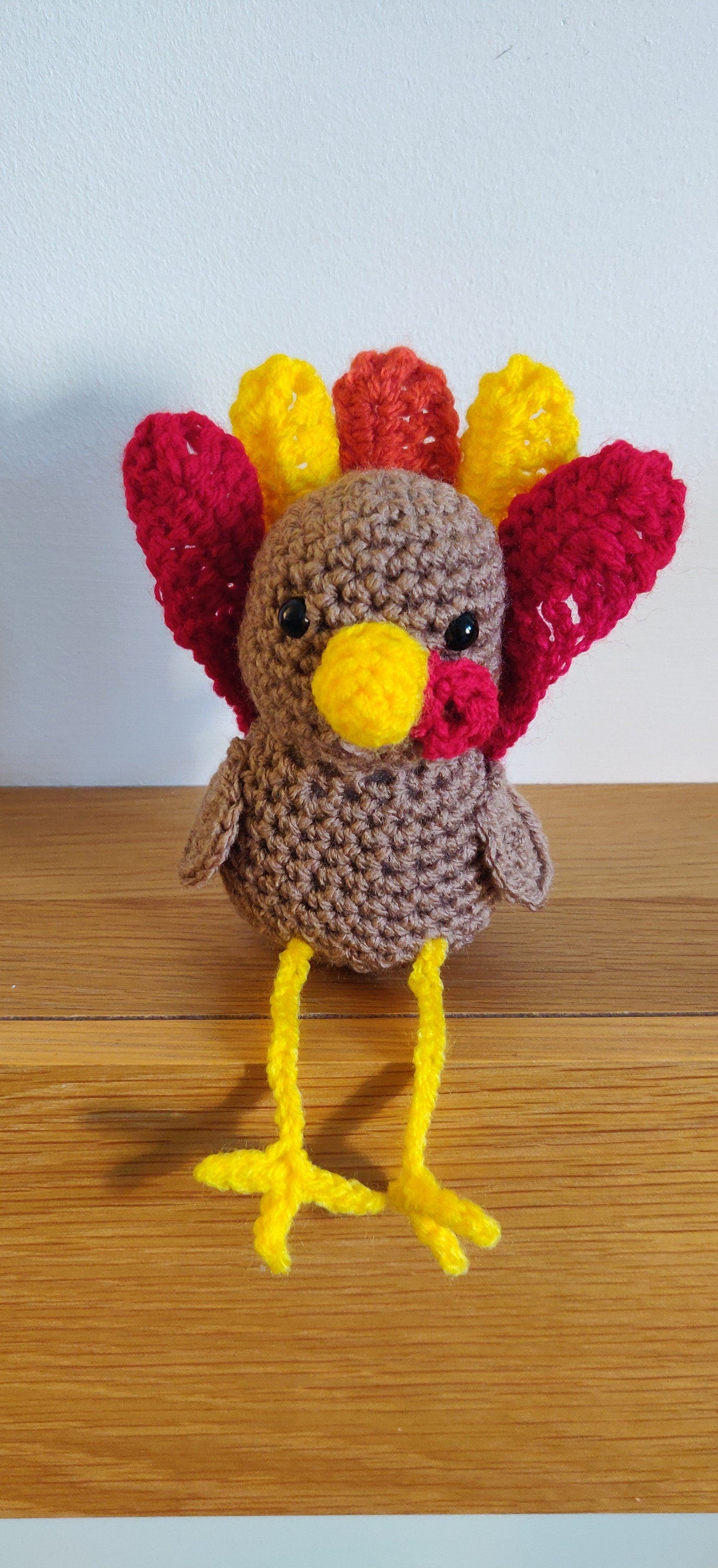 Thanksgiving Turkey Decoration Gift, Turkey Figurine, Shelf Sitter, Table Decor, Turkey Day Keepsake, Tiered Tray, Crochet Turkey Ornament