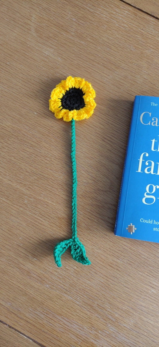 Crochet Sunflower Bookmark, Book Lover Gift