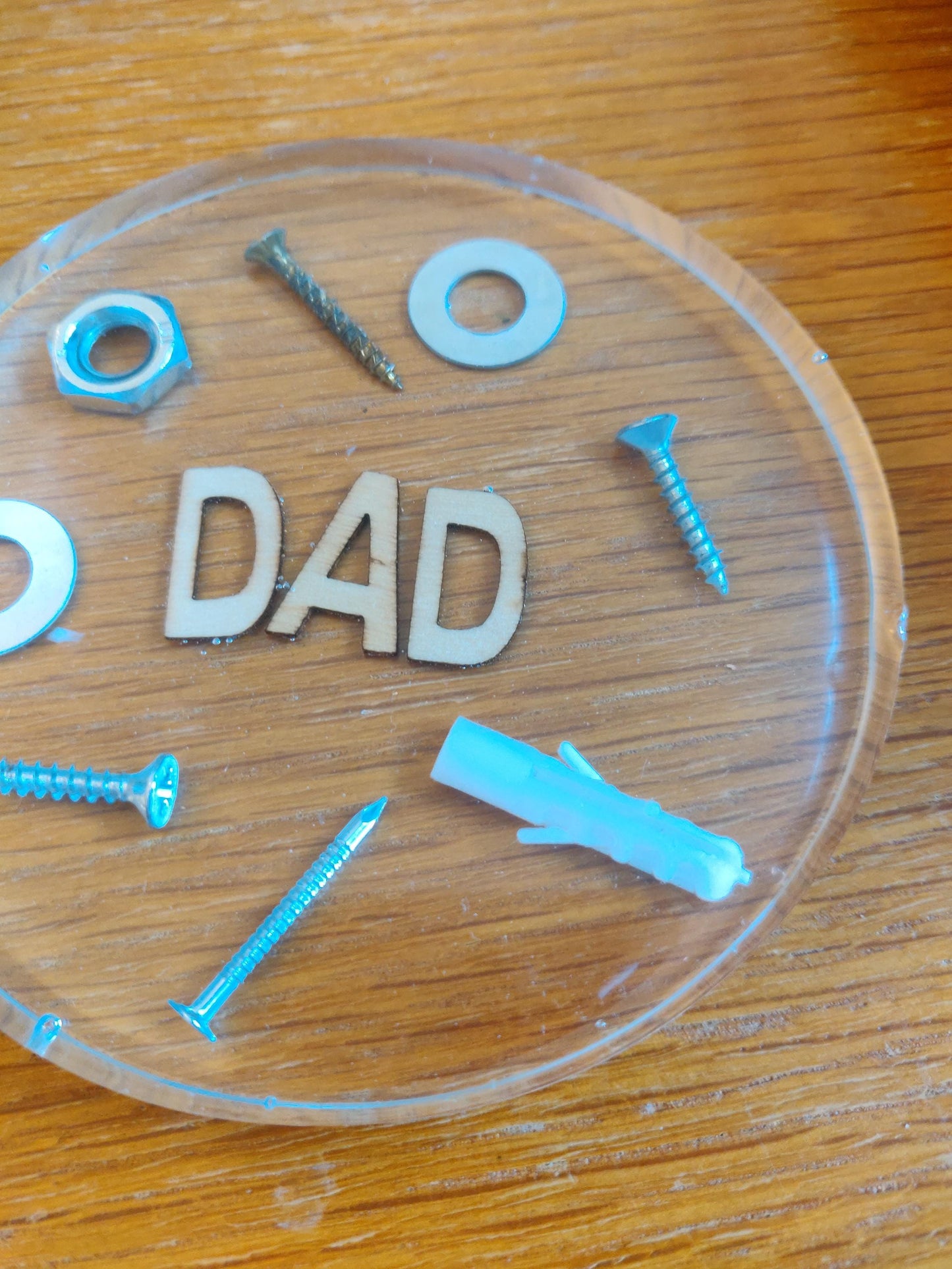 Dad Coaster, DIY Lover Coaster, Office, Custom Man Cave Decor, Resin Paperweight, Unique, Fun Gift for Dad, Fathers Day Gift, Hardware