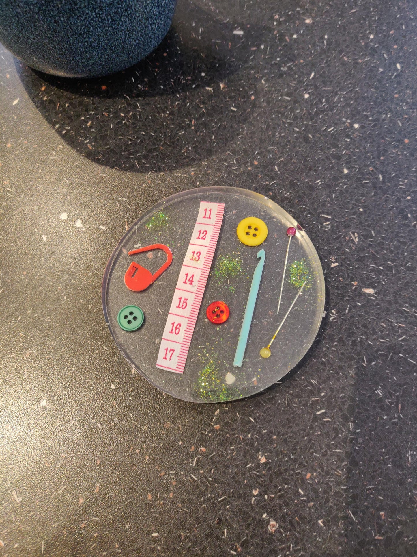 Craft Lover Coaster, Craft Accessories, Craft Room Decor, Resin Paperweight, Unique, Fun Gift for Crocheter, Knitting, Embroidery, Sewing