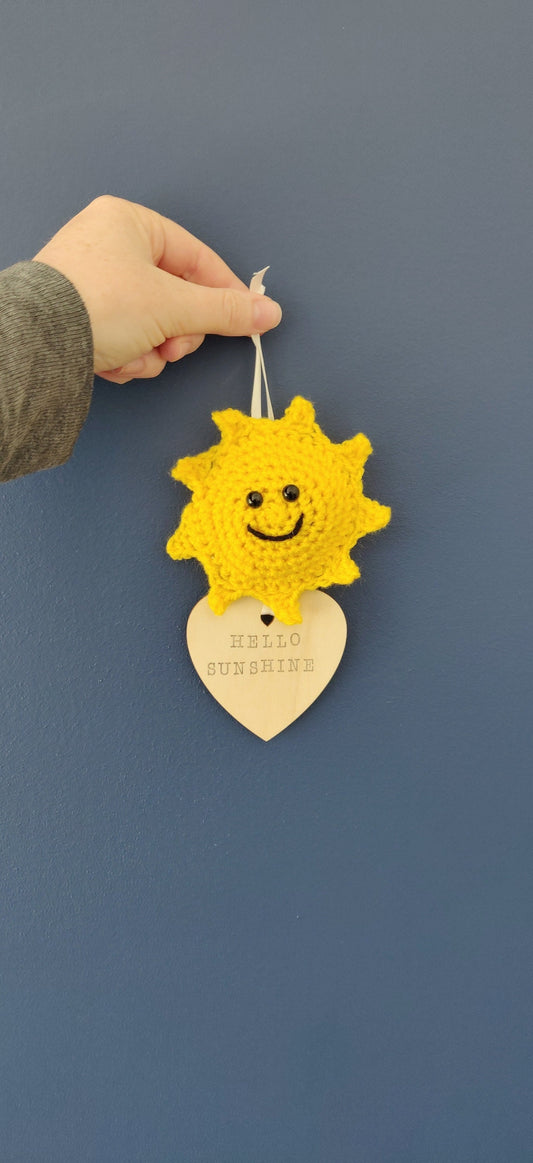 Hello Sunshine Door Hanger, Summer Hanging Decoration, Hello Sunshine Sign, Tiered Tray Decor, Yellow Sunshine Art, Nursery Sunshine Gift